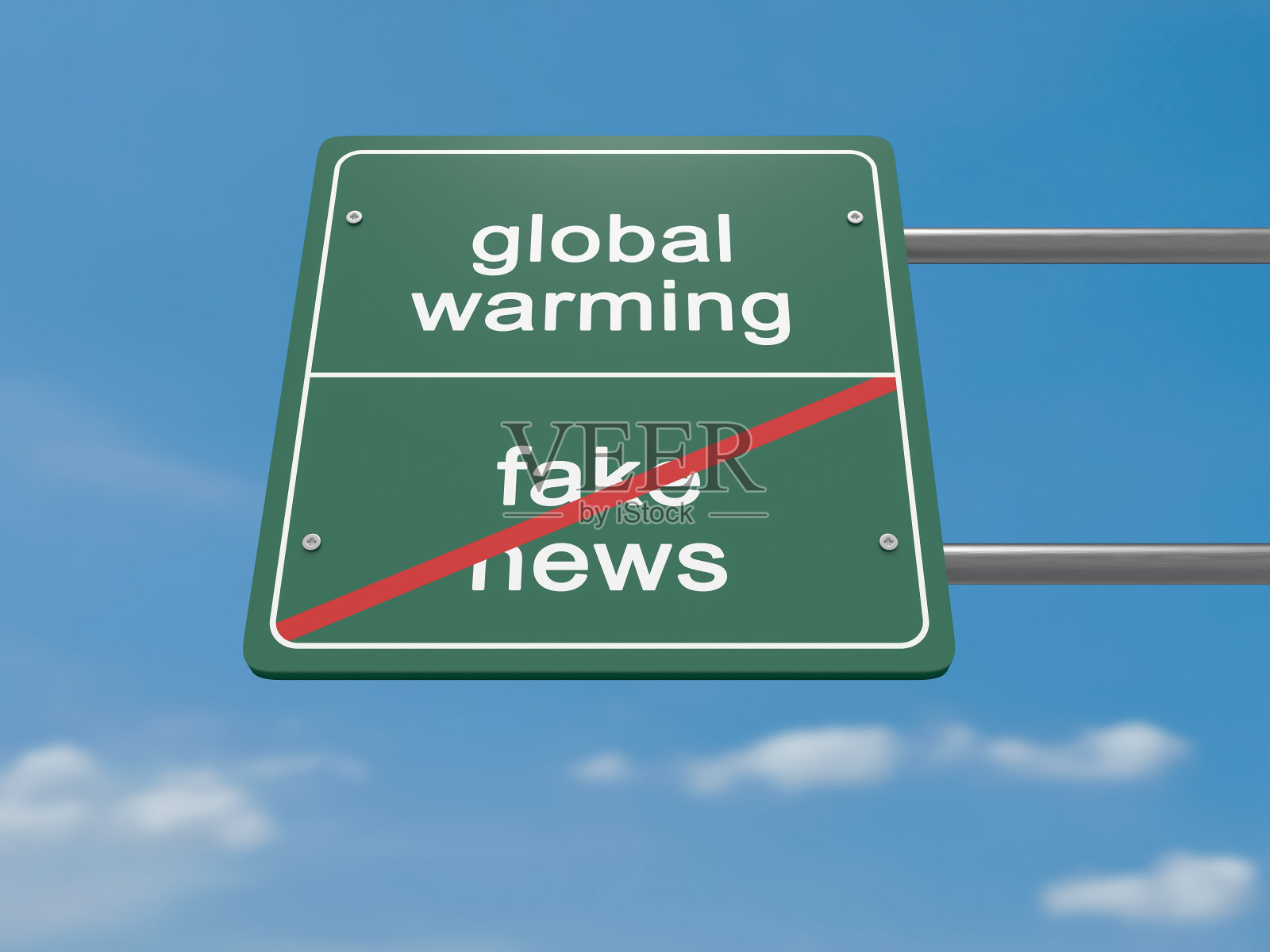 美国环保路标:全球变暖不是假新闻，3d插画插画图片素材