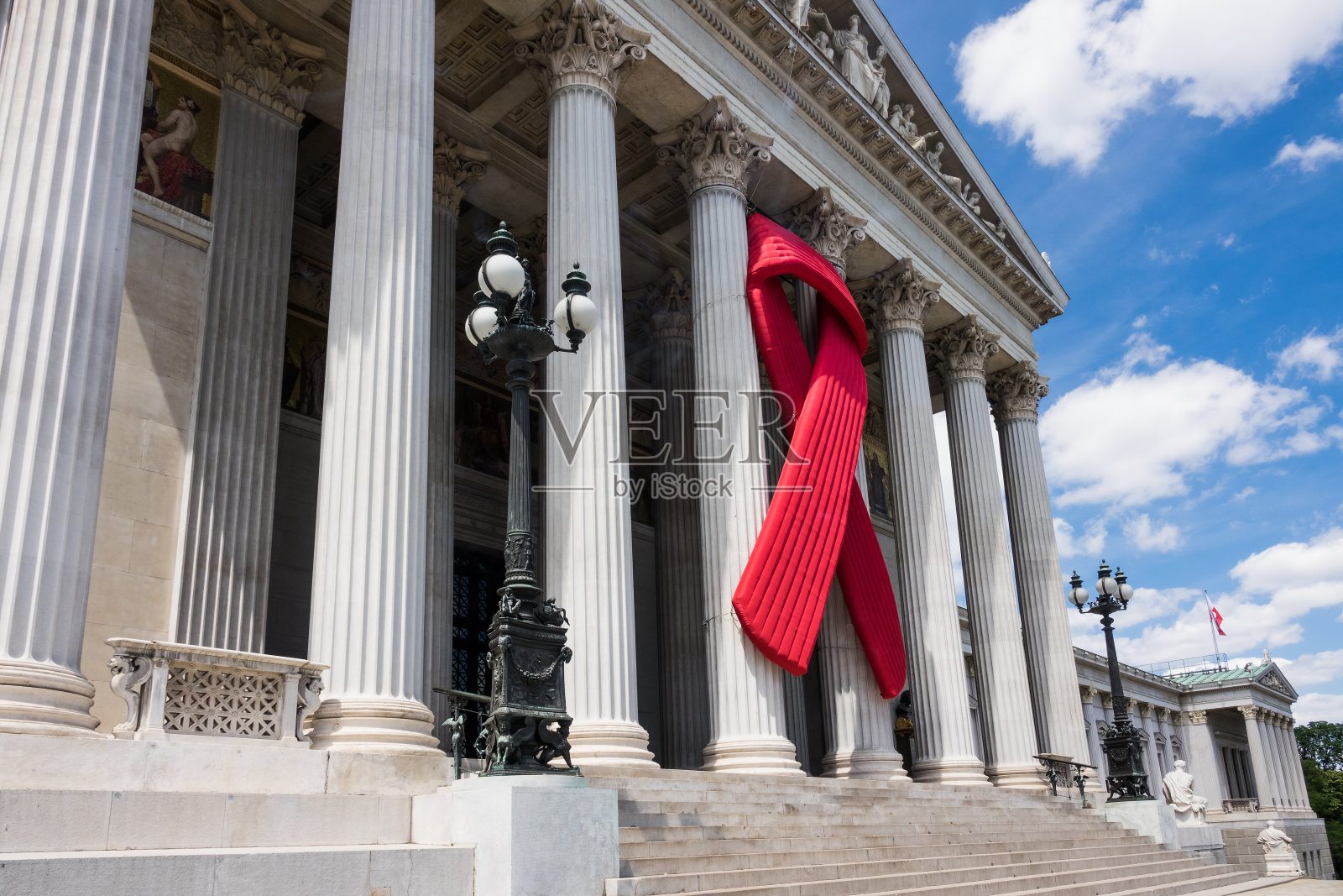 奥地利议会的红丝带照片摄影图片