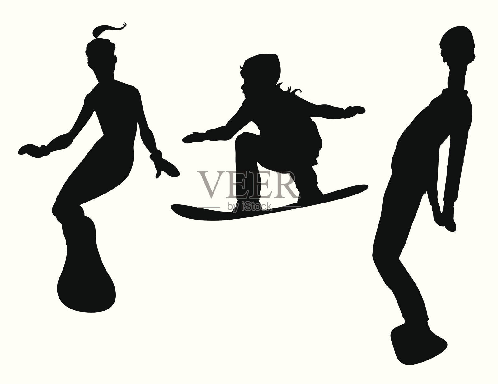 滑雪轮廓插画图片素材