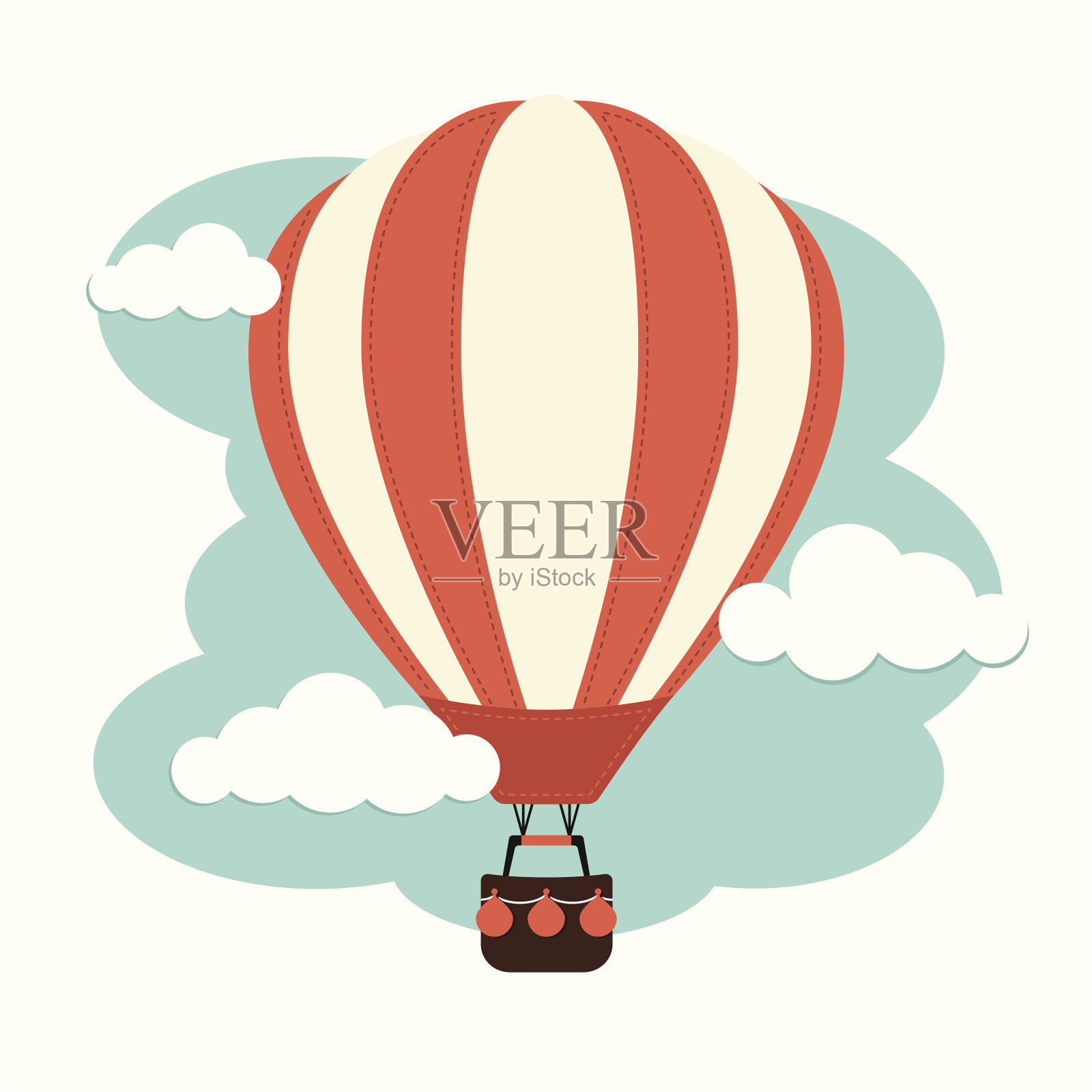 热气球和云插画图片素材