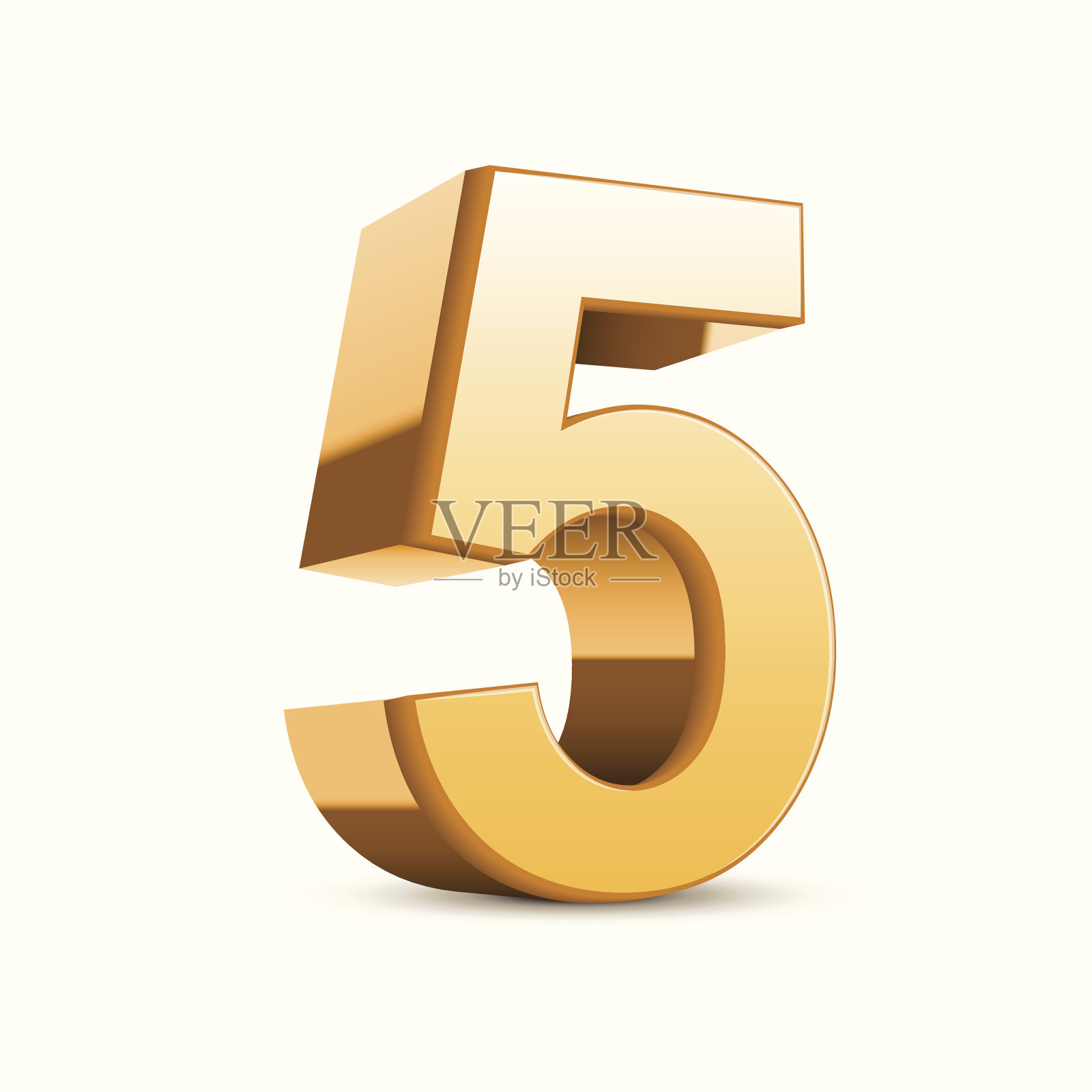 3d闪亮的金色数字5设计元素图片