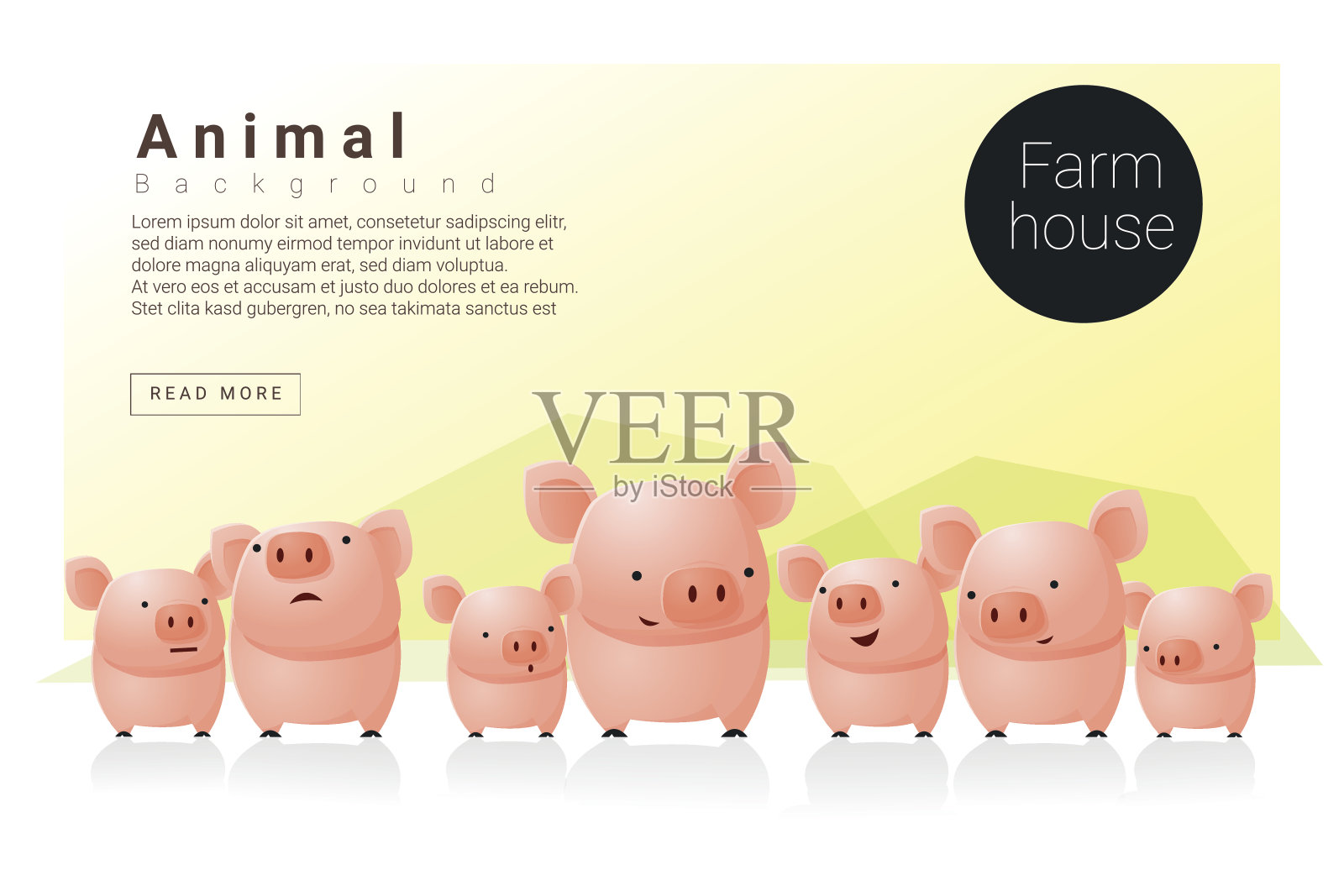 动物横幅与猪的网页设计插画图片素材