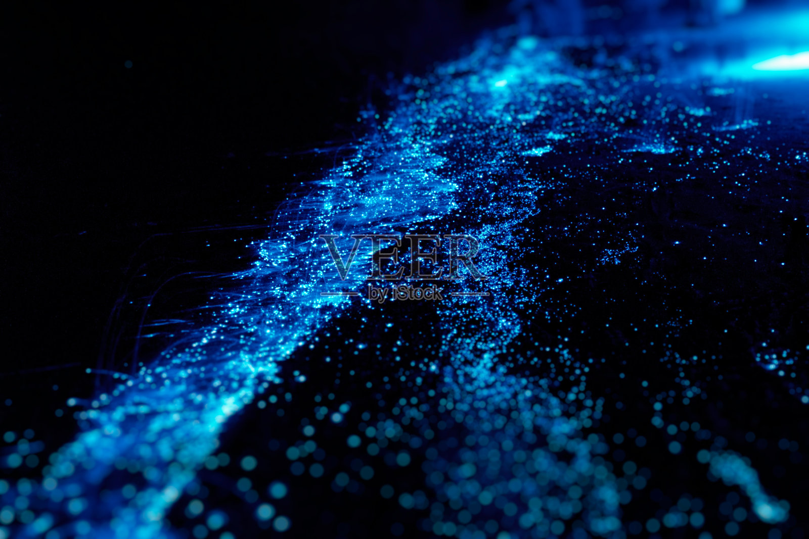 生物发光。马尔代夫浮游生物的照明。照片摄影图片