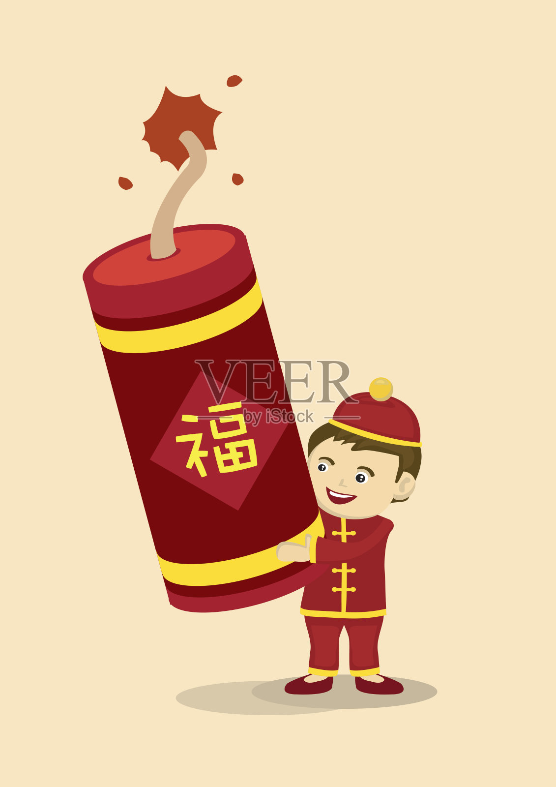 用巨型爆竹庆祝中国新年插画图片素材