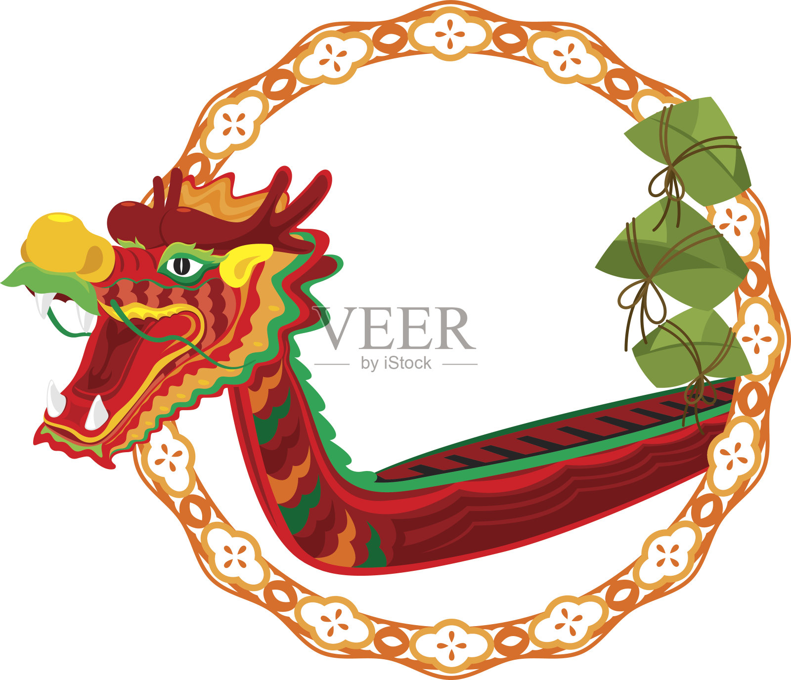 中国龙舟和粽子艺术设计插画图片素材
