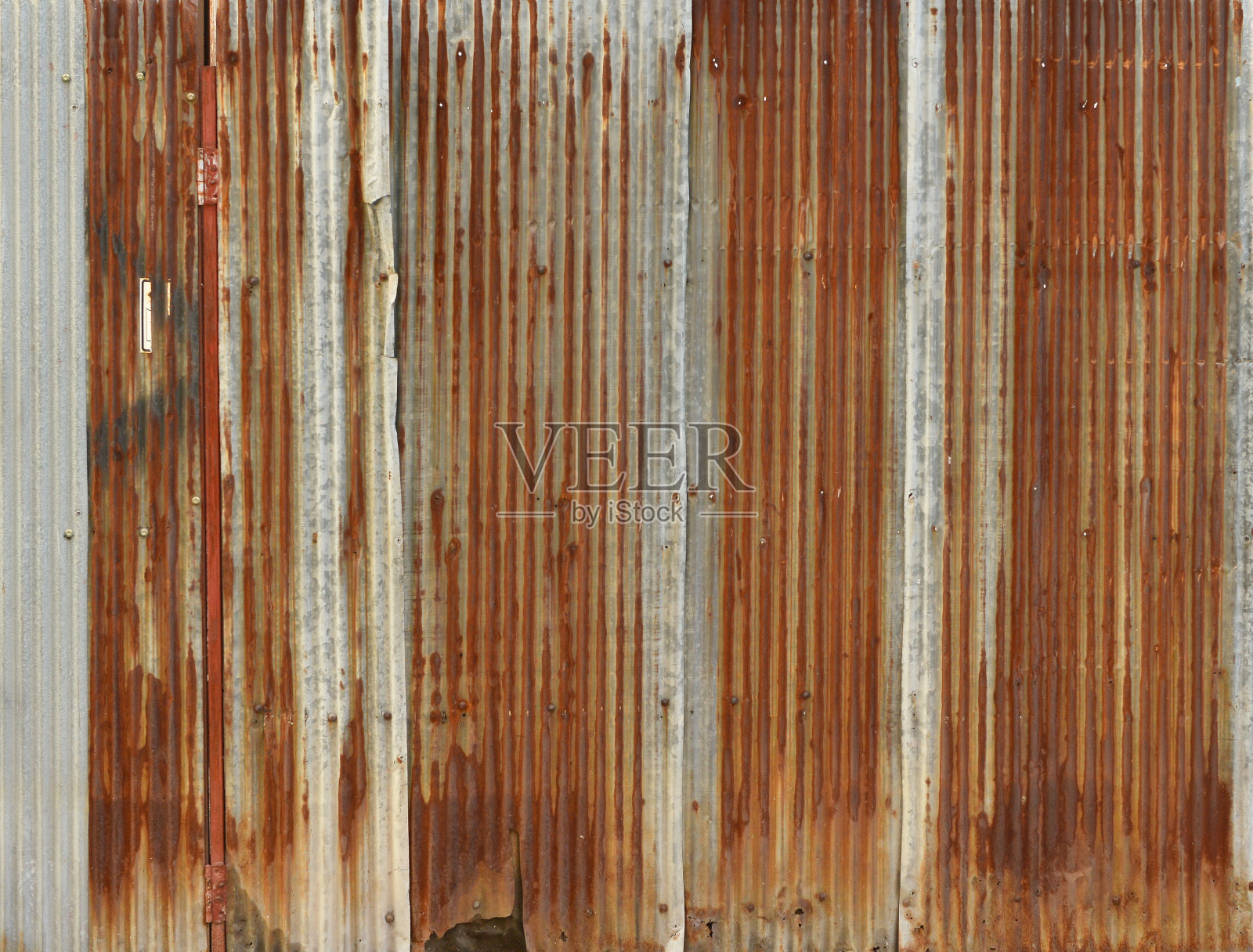 锈迹斑斑的波纹铁金属，锌壁，背景照片摄影图片