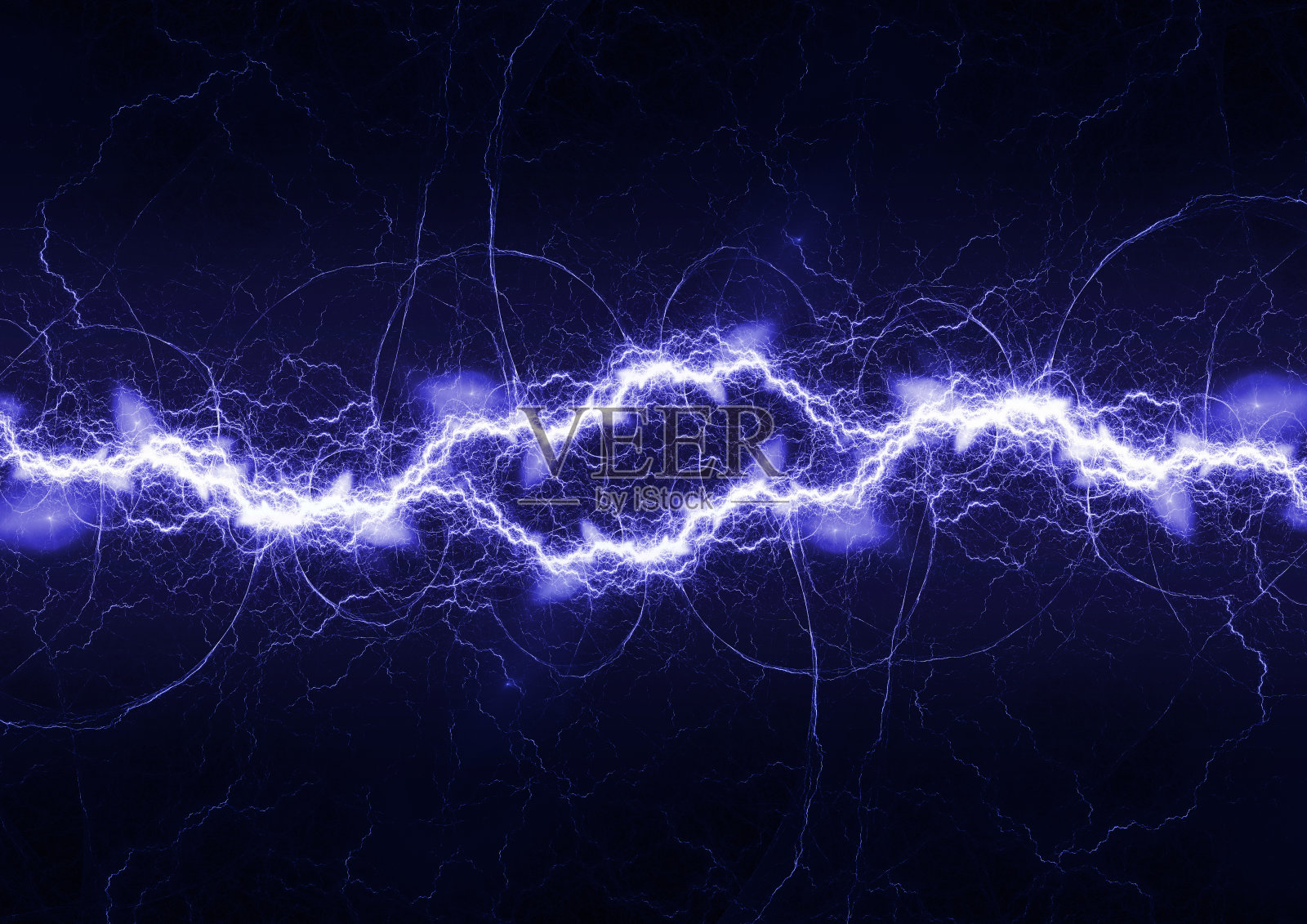 蓝色闪电，抽象的电气背景插画图片素材