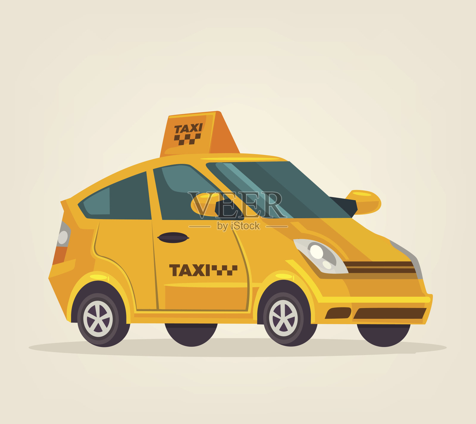 黄色出租车孤立的出租车汽车图标插画图片素材
