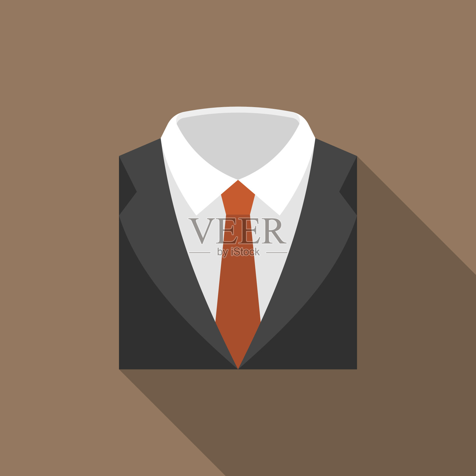 西装和领带的图标要有长阴影设计元素图片