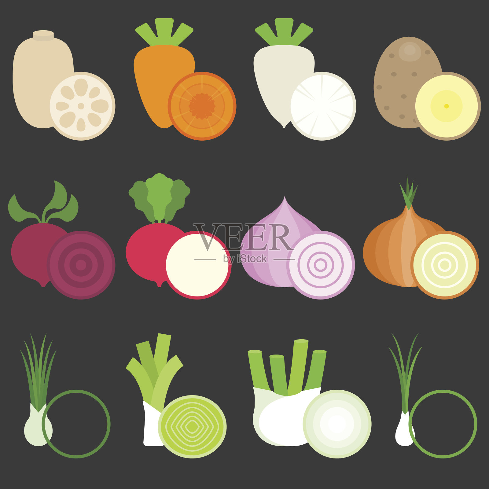 矢量平面设计蔬菜图标集1插画图片素材