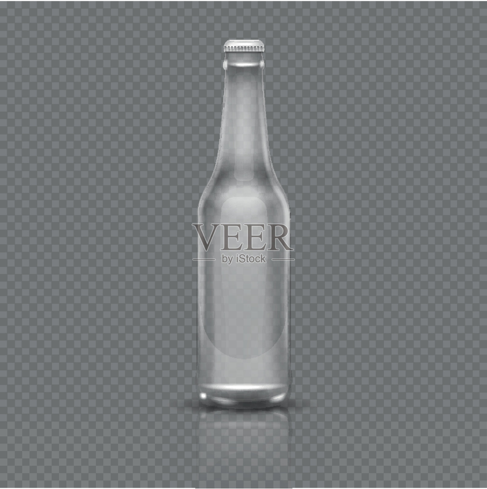 空的透明啤酒或水瓶。逼真的3d矢量图插画图片素材