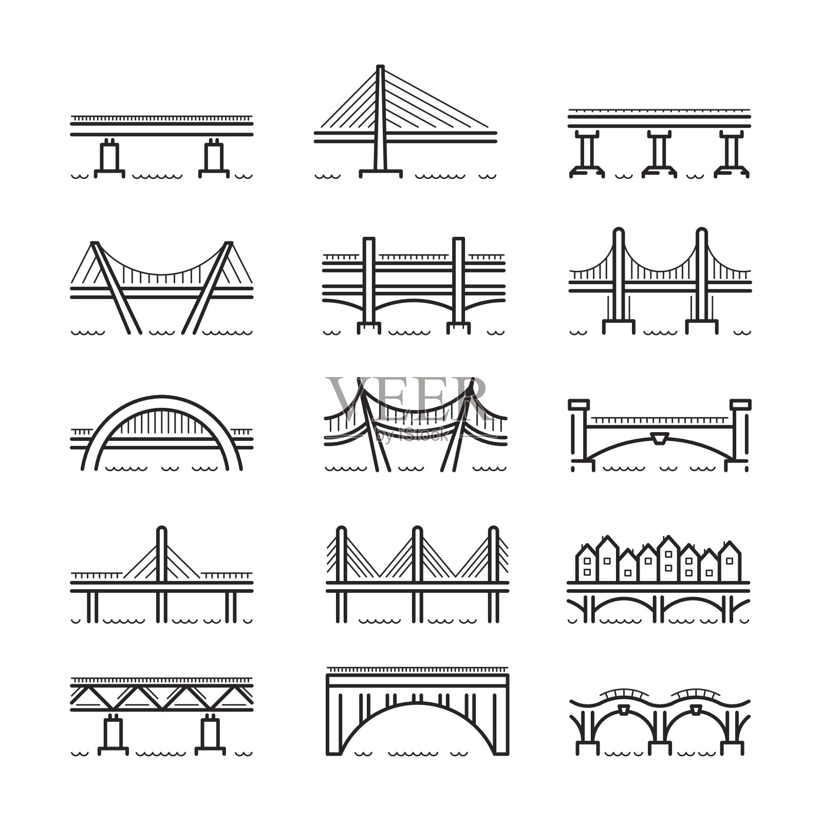 桥线图标集向量设计元素图片