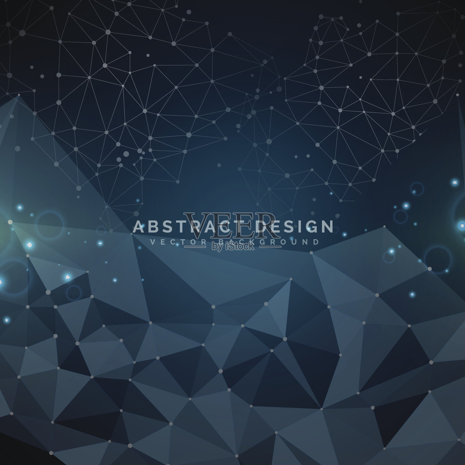 抽象线性背景设计技术和网络科学。深蓝色，用点和线连接插画图片素材