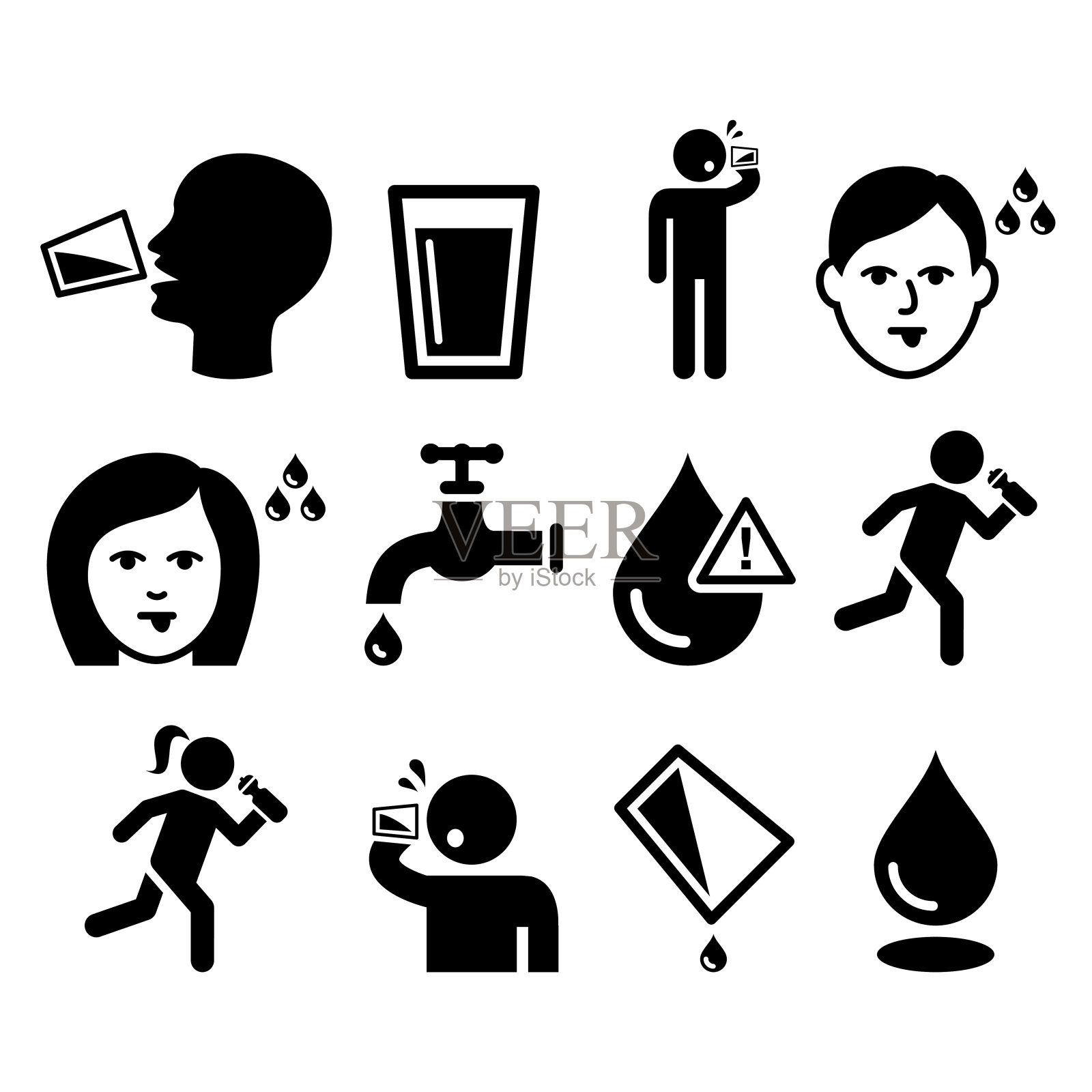 口渴的人，口干的人，口渴的人，饮水的人的图标图标素材
