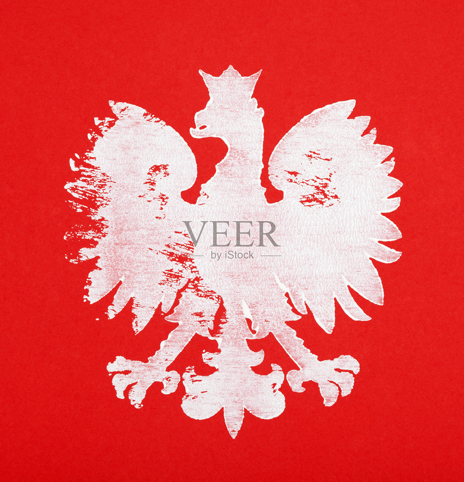 红色背景的波兰盾形纹章照片摄影图片