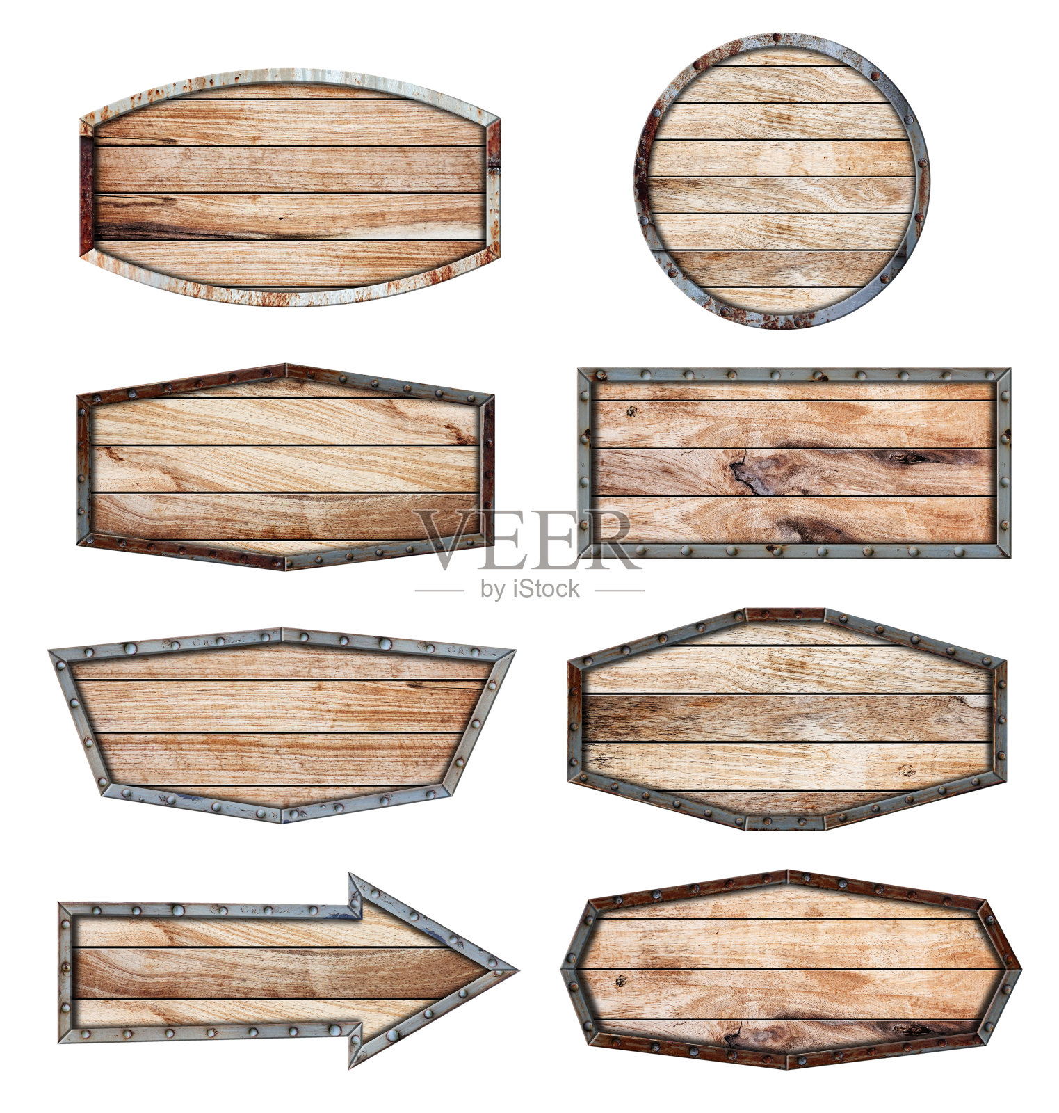 金属框架的木制标识插画图片素材
