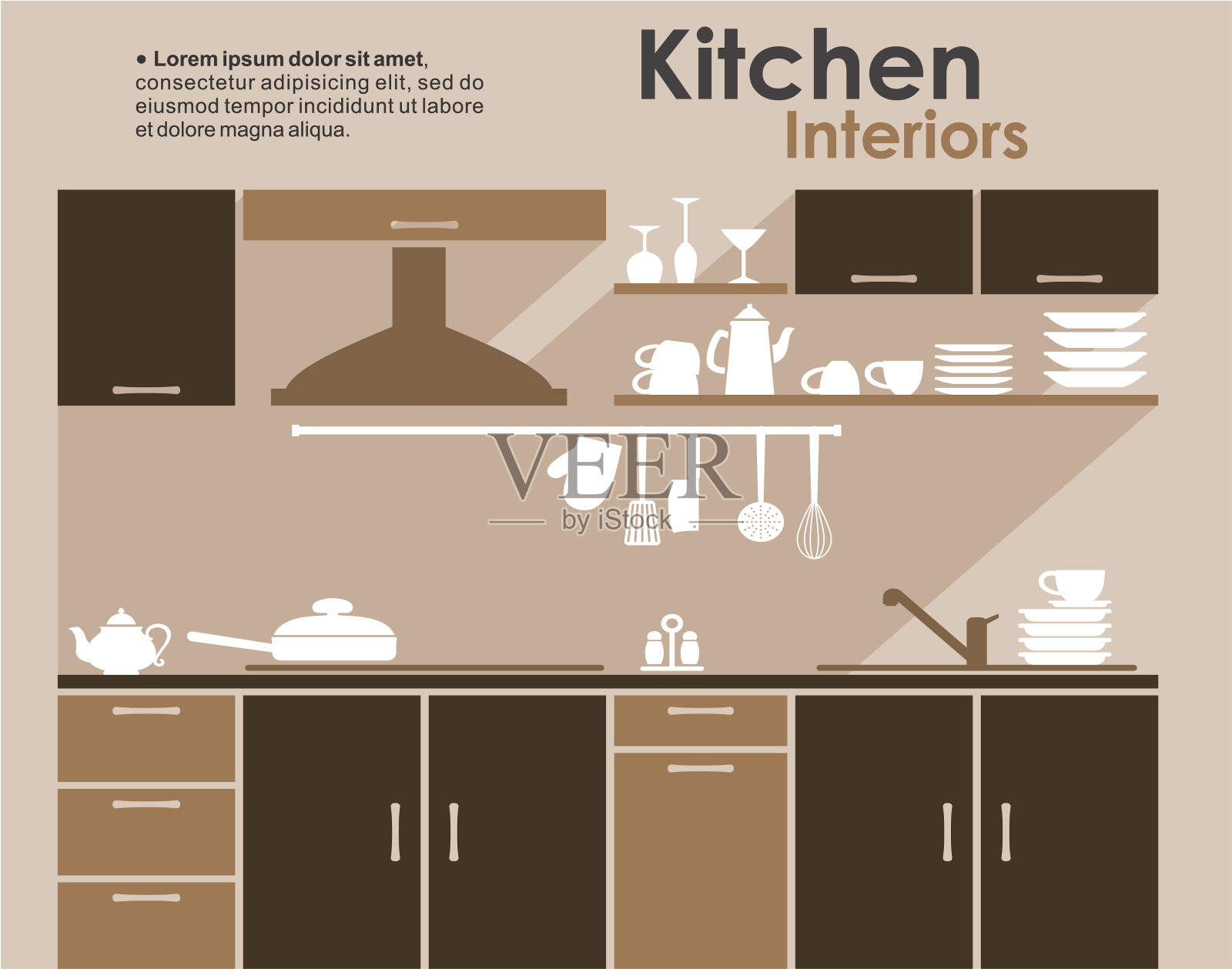 厨房内部平面信息图表风格插画图片素材