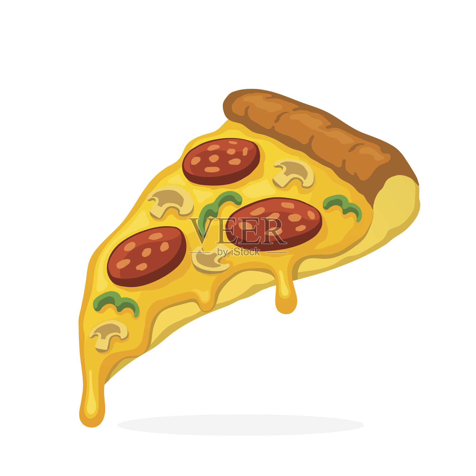 披萨片配融化的芝士意大利香肠和蘑菇设计元素图片