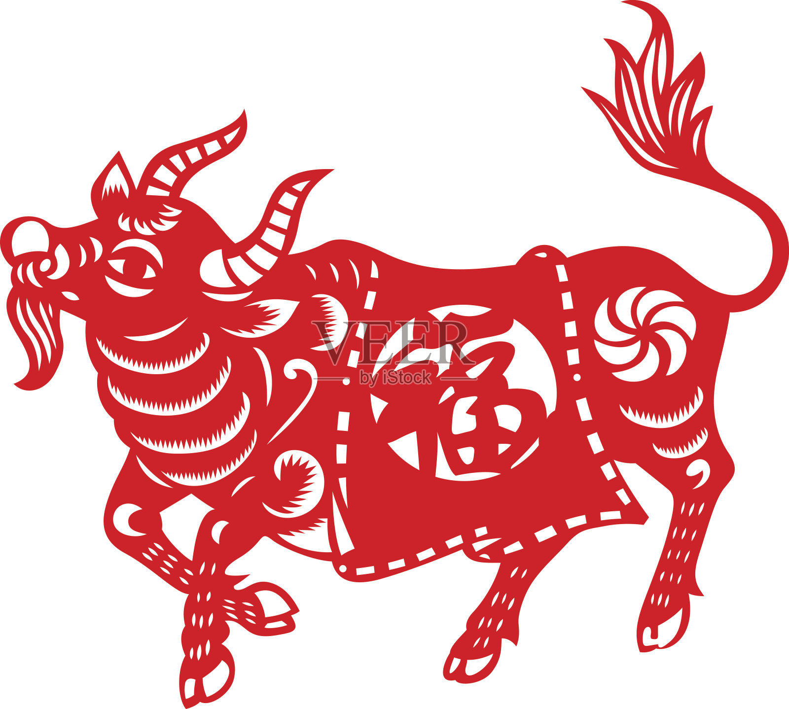 中国十二生肖中的牛插画图片素材