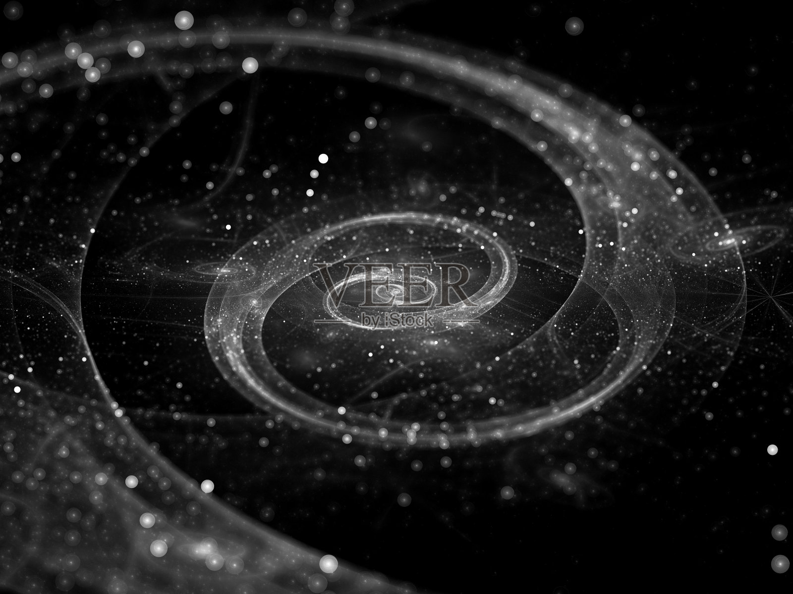 深太空中的旋涡星系，黑白相间照片摄影图片