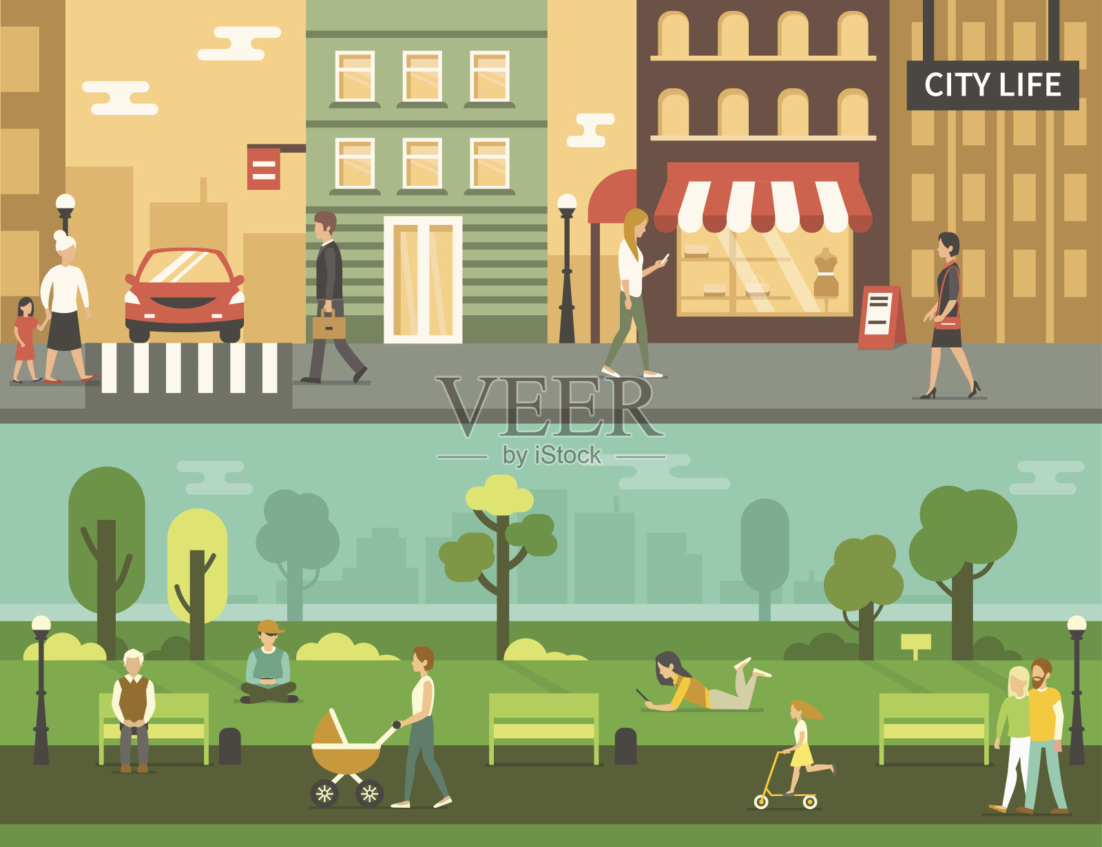 城市生活插画图片素材