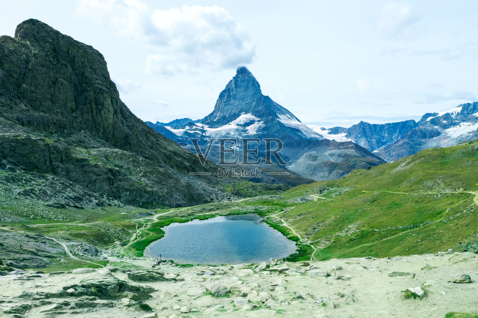 瑞士泽马特的马特洪山和马特洪湖照片摄影图片