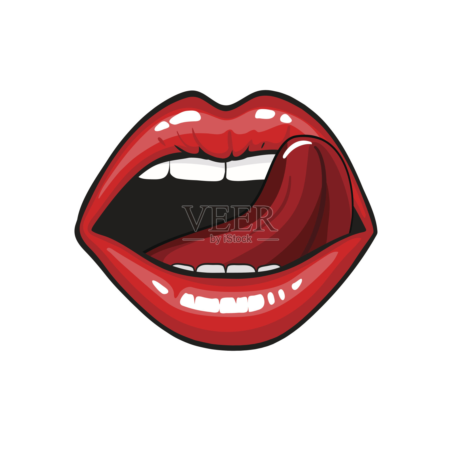 女性舌头喜欢光滑的嘴唇矢量插图孤立在白色的背景。vetor插图插画图片素材