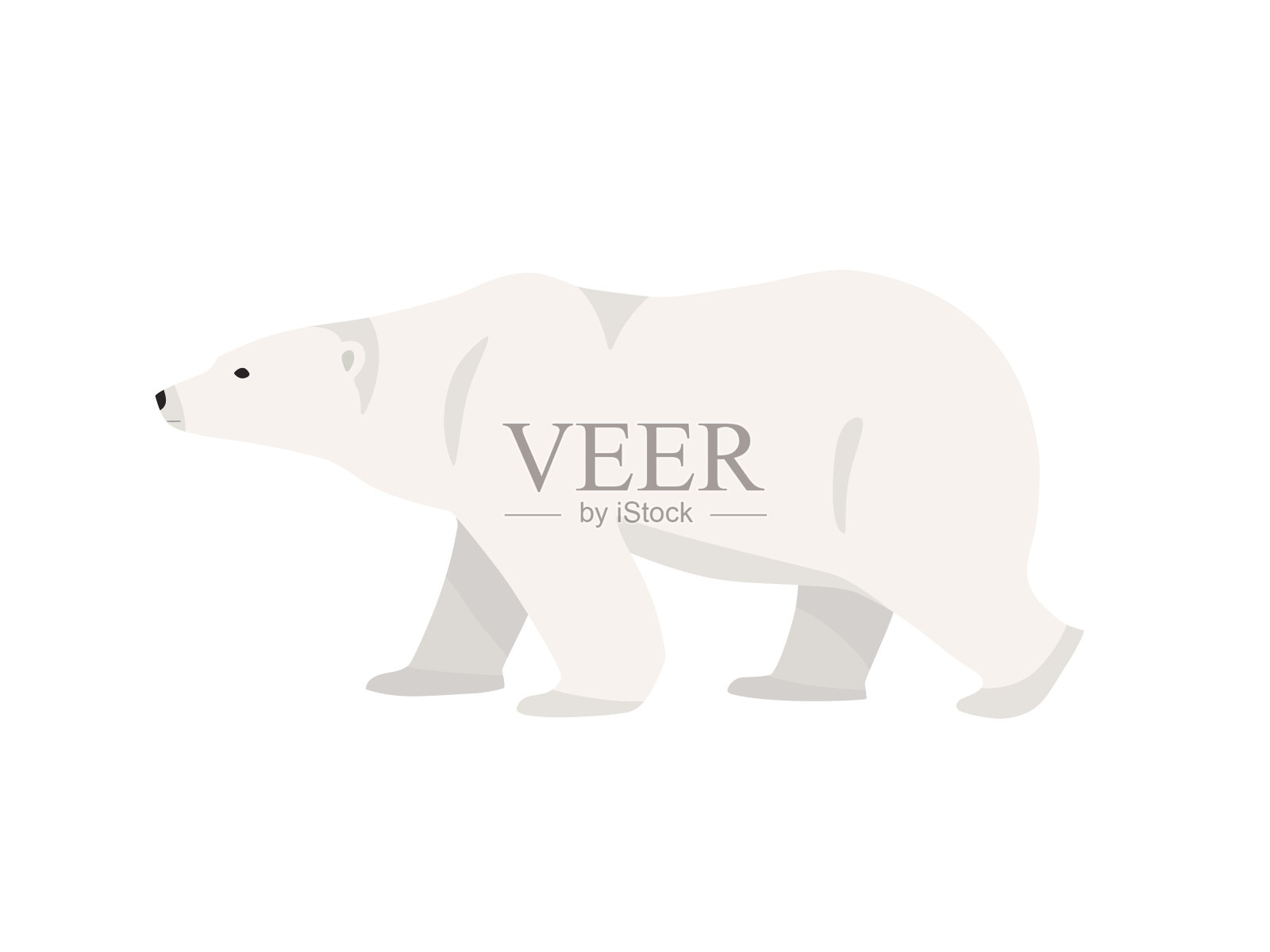 北极熊手绘插图，平面风格设计元素图片