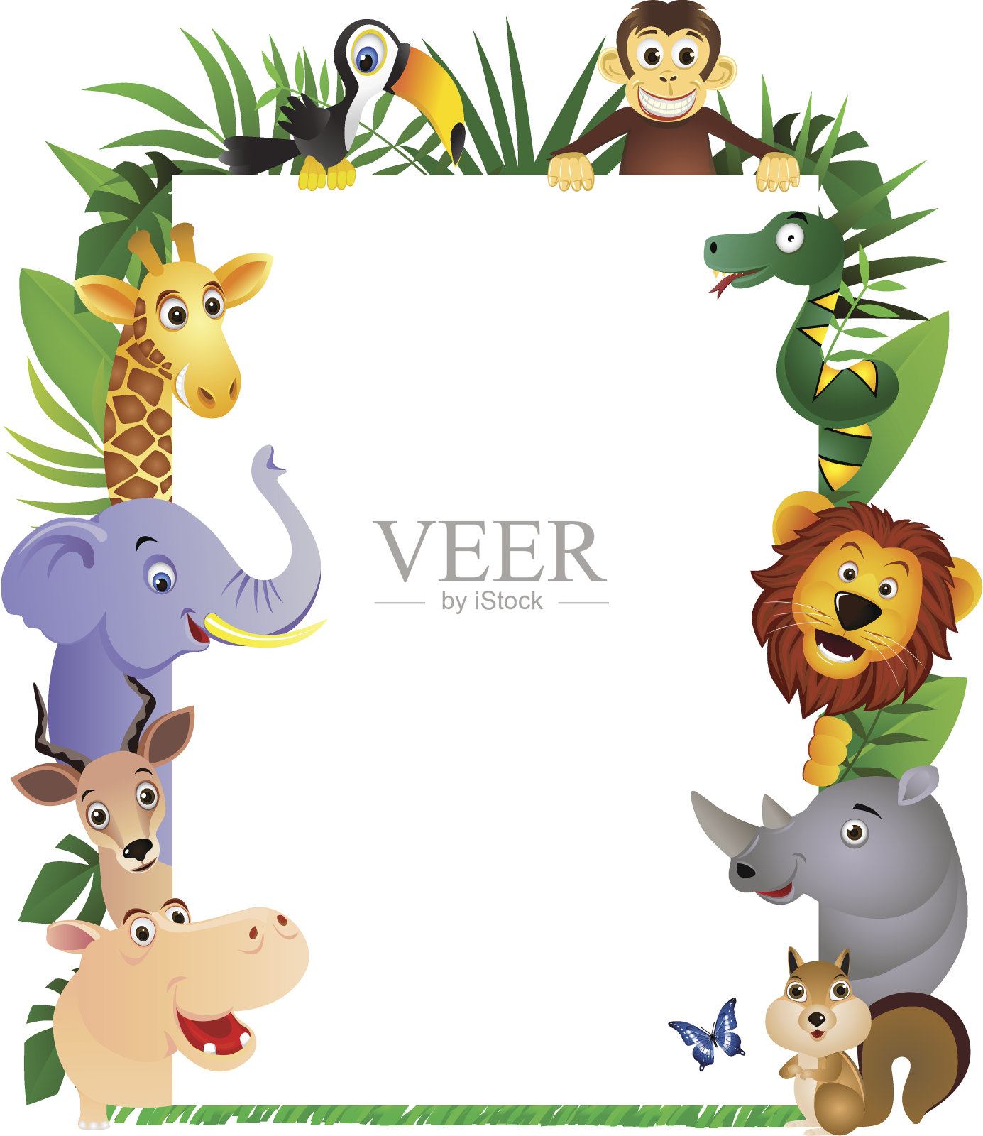 动物卡通框架插画图片素材