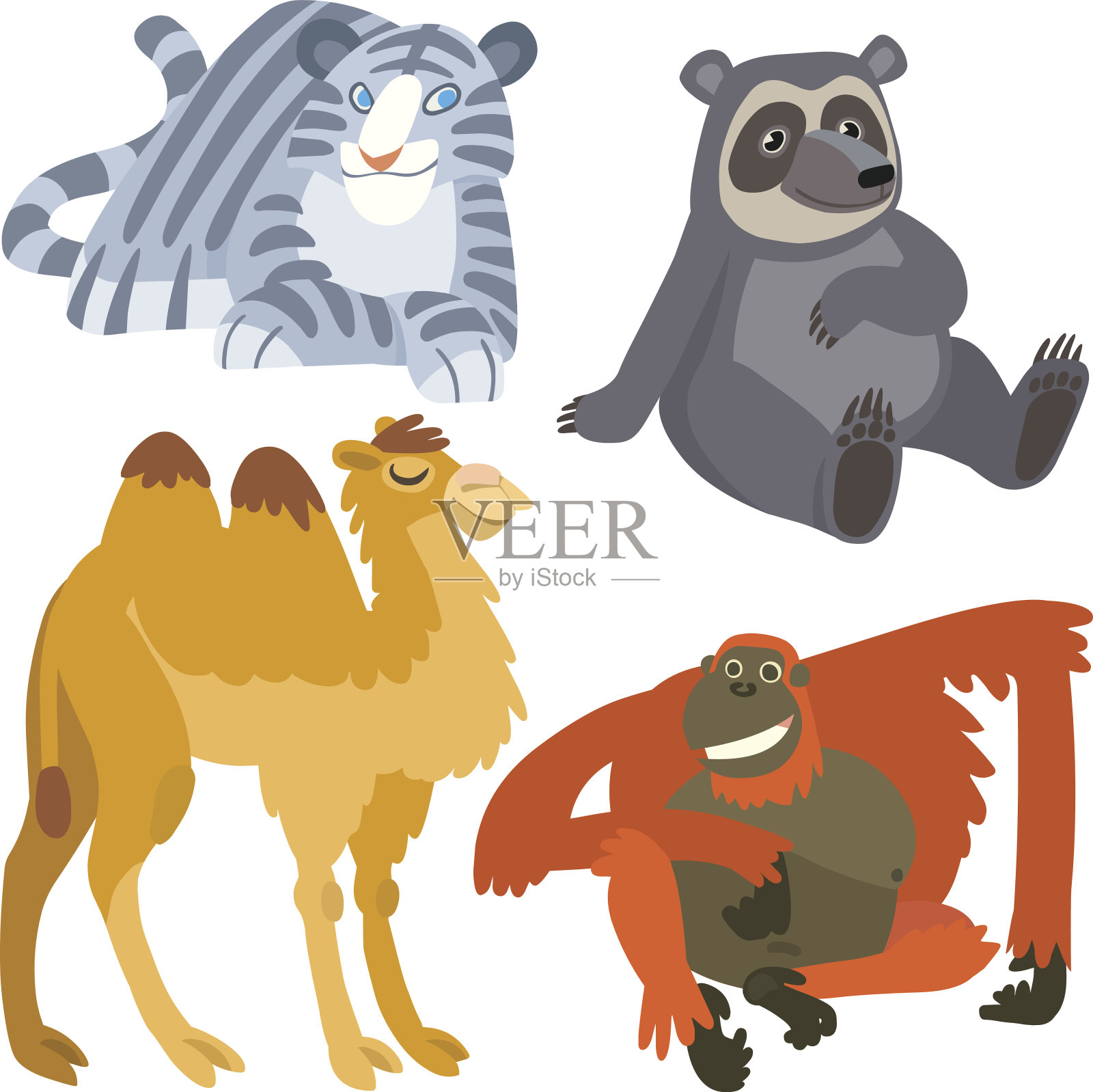 卡通亚洲动物场景插画图片素材