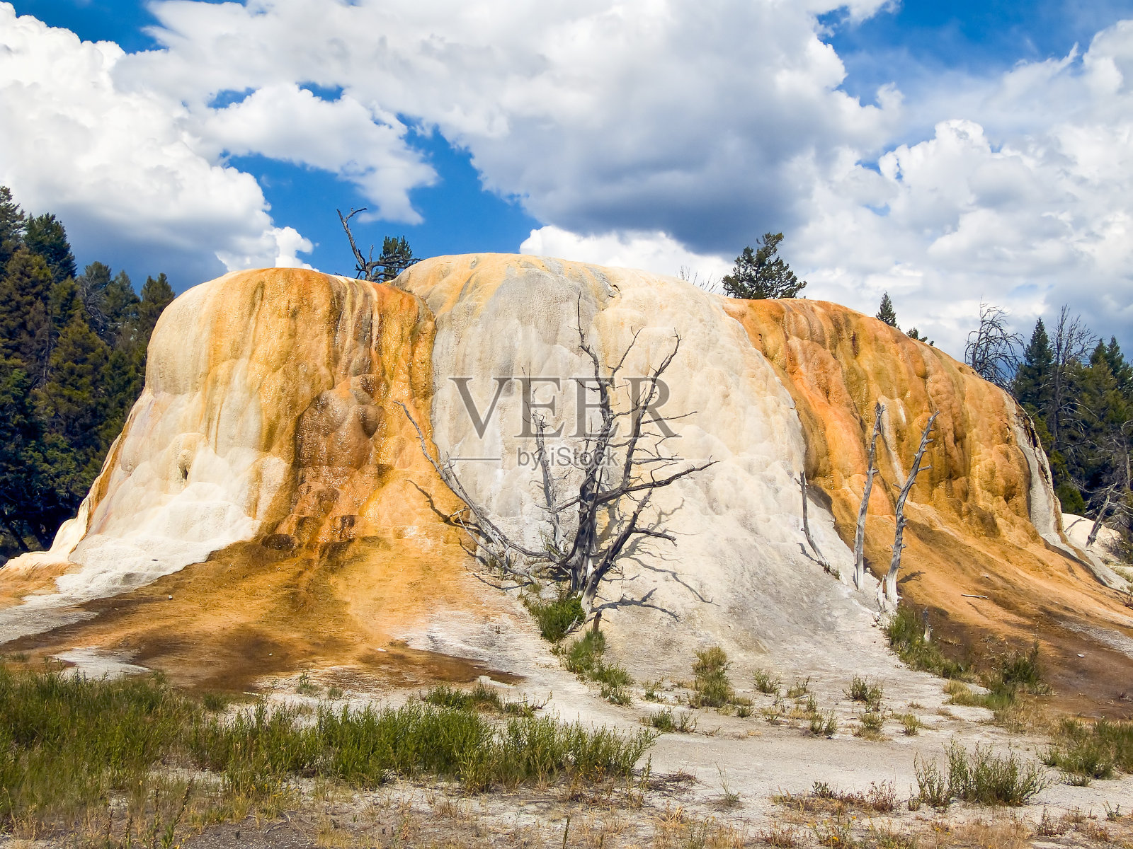 怀俄明州黄石国家公园的橙色泉丘照片摄影图片