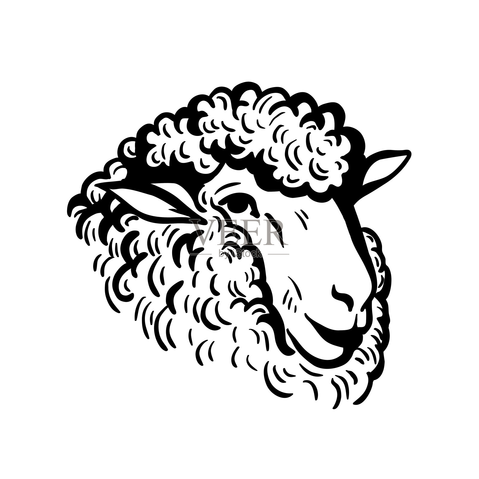 农场动物。羊头示意图设计元素图片