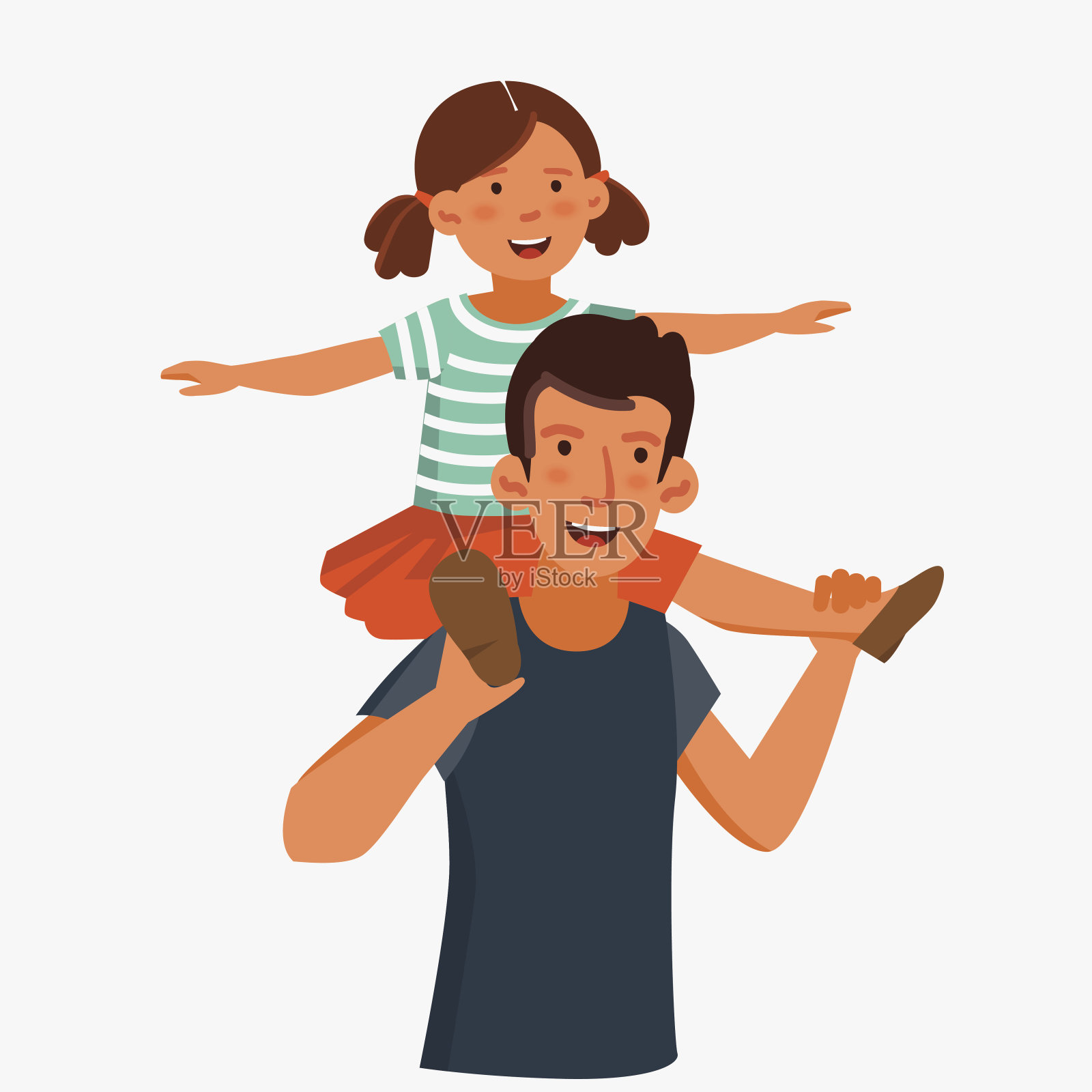 爸爸和他的女儿，玩得很开心。幸福族向量概念插画图片素材