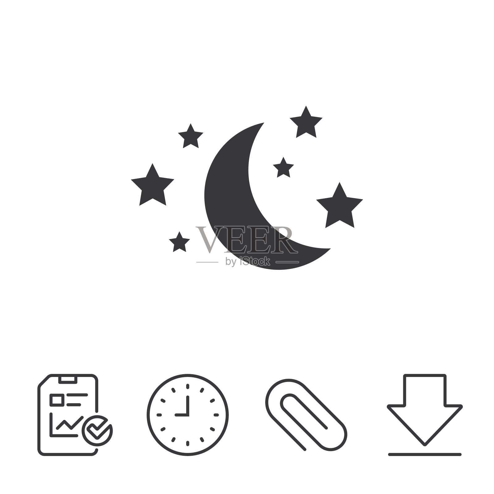 月亮和星星是标志。睡眠的梦想的象征。图标素材