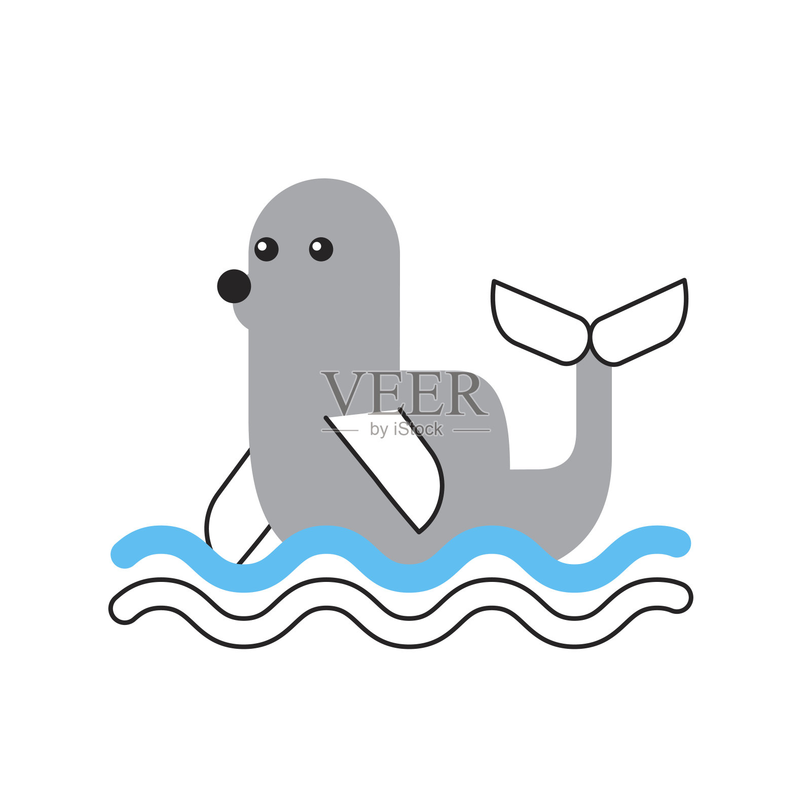 可爱的海豹孤立图标设计元素图片