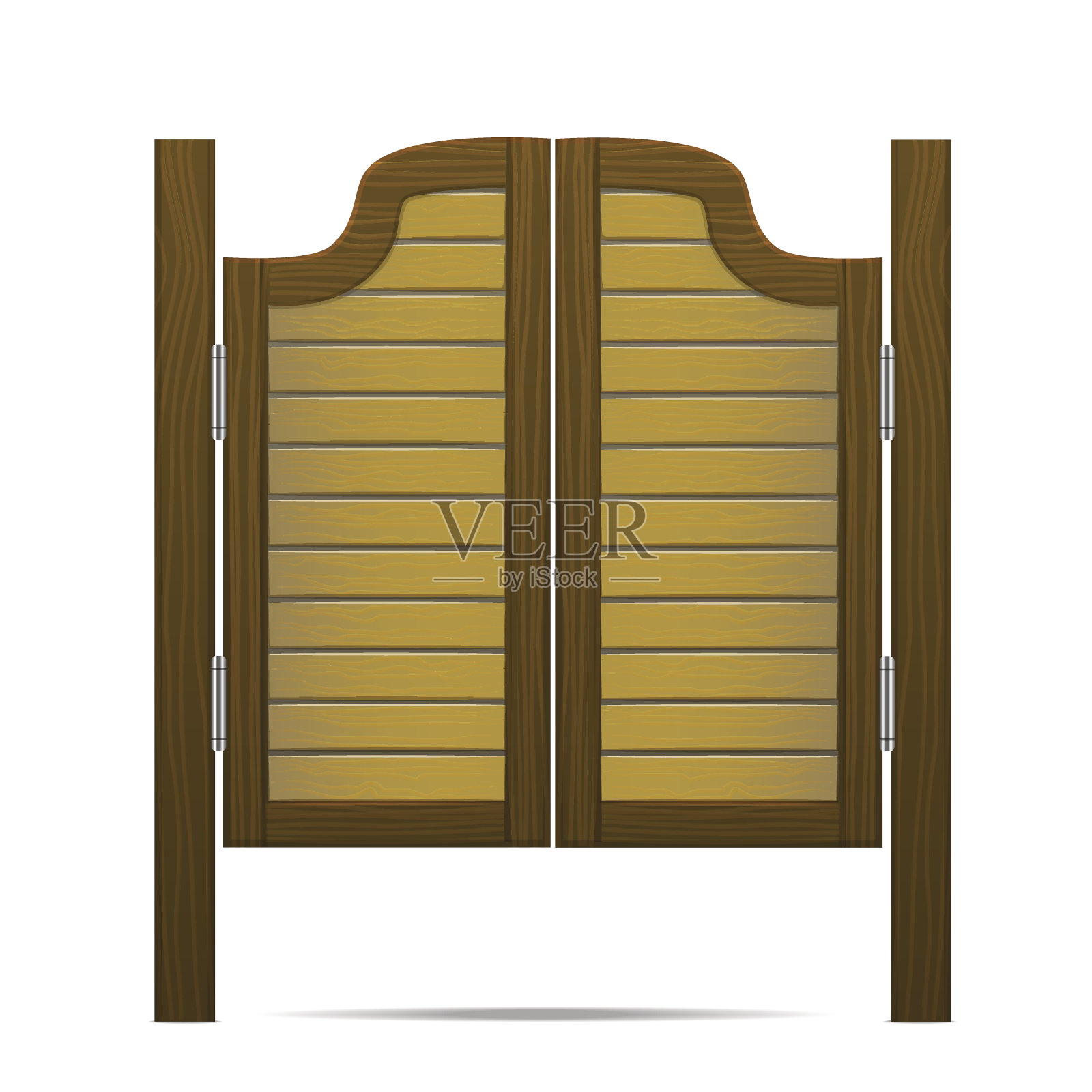 木制的棕色门或门在沙龙，酒吧或酒吧。向量插画图片素材
