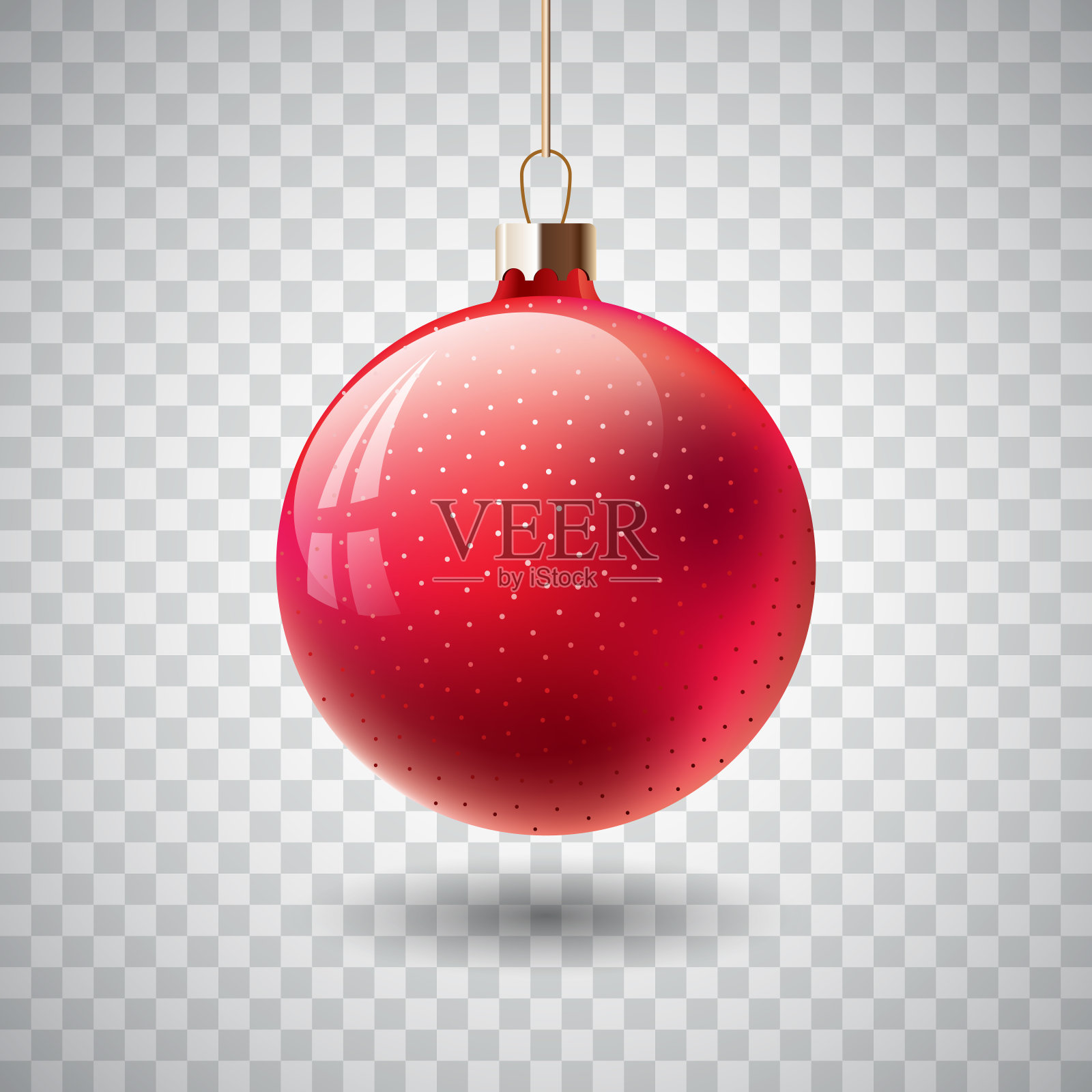 孤立的红色圣诞球在透明的背景。矢量插图。设计元素图片