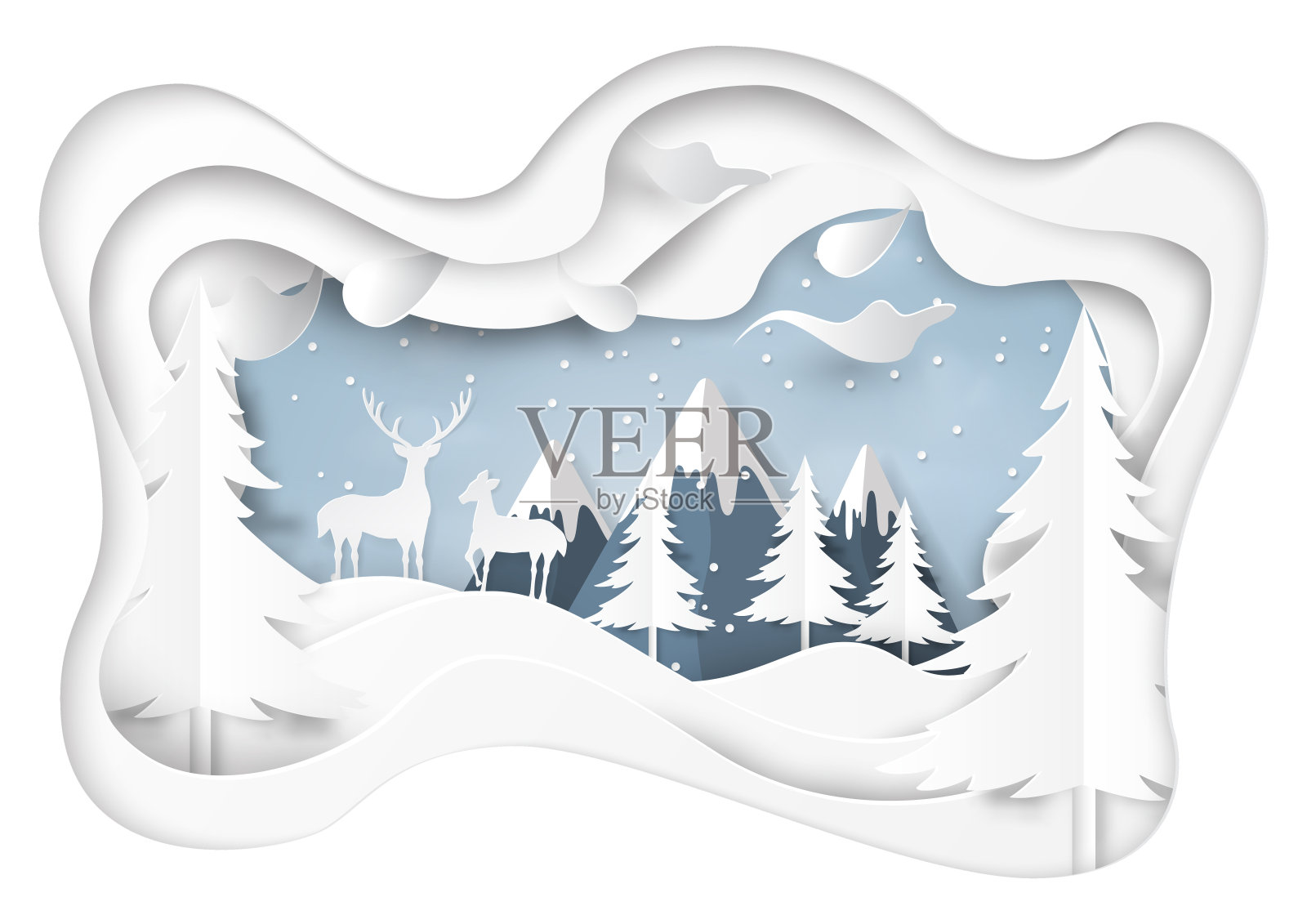 冬雪季节以自然景观为背景设计元素图片