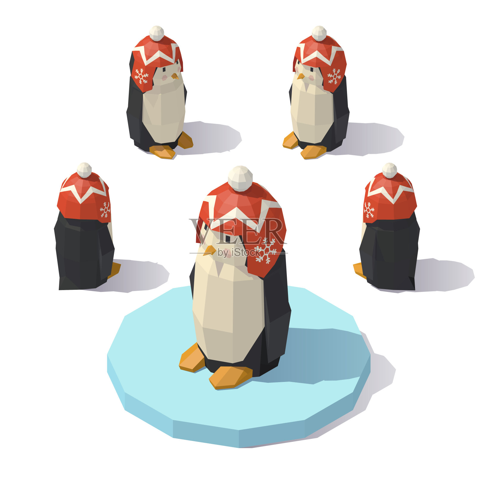 戴着针织帽的企鹅插画图片素材
