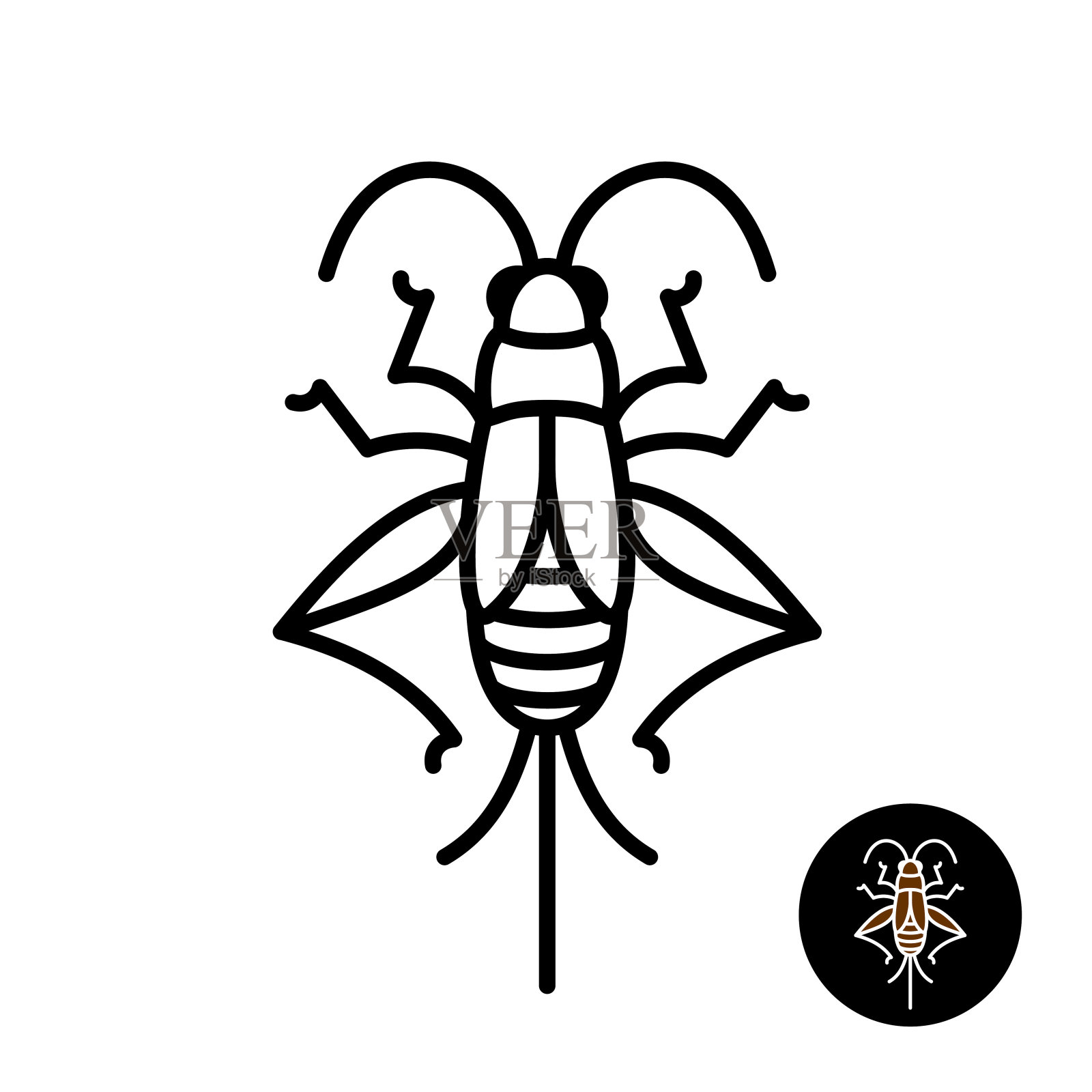 蟋蟀昆虫程式化的象征。设计元素图片