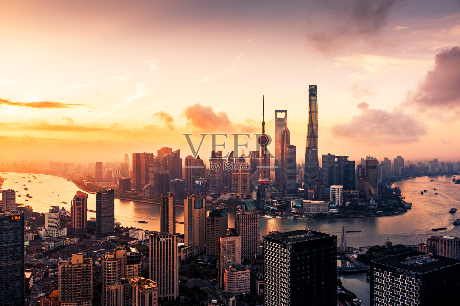 上海天际线日落照片摄影图片