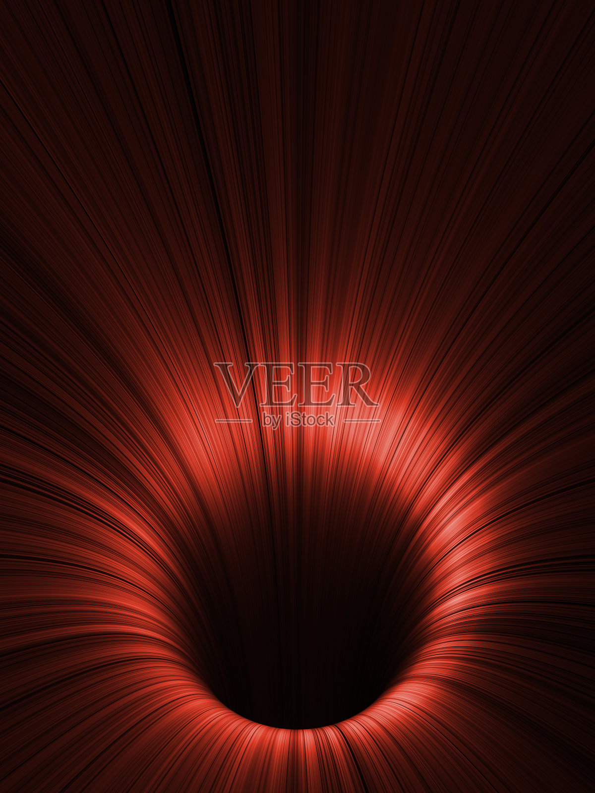 黑色隧道与发光的红色线，3d渲染照片摄影图片