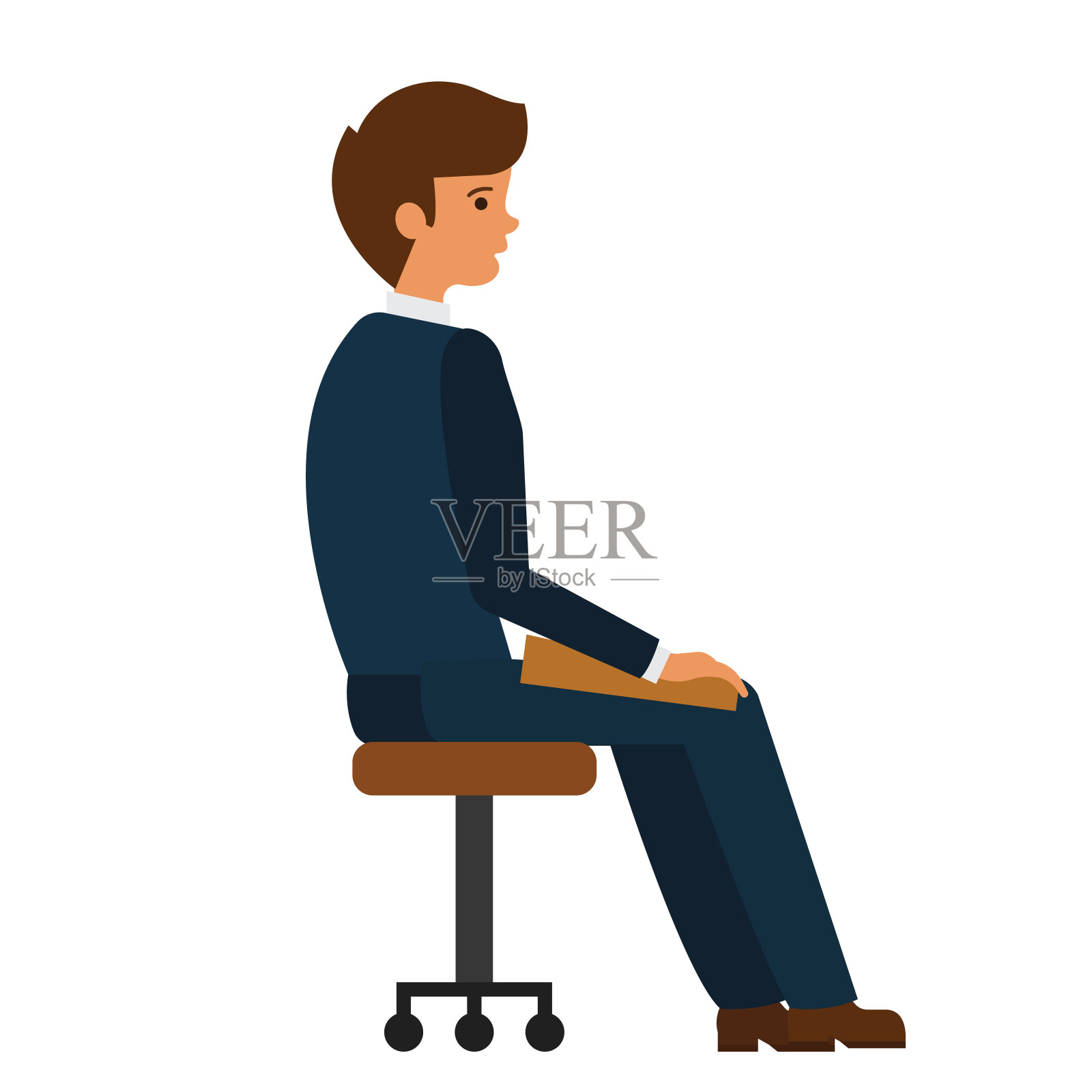 男人坐在办公椅卡通平面矢量插图概念孤立的白色背景设计元素图片