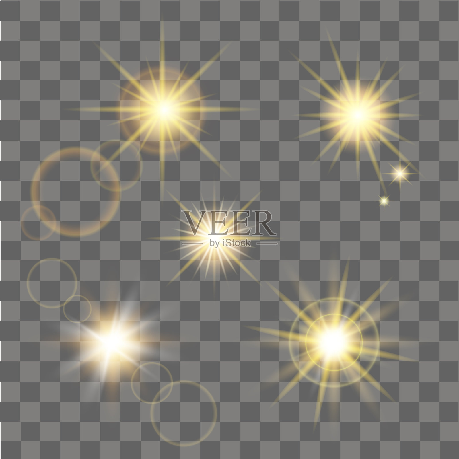 黄色的星星闪烁着光芒。矢量插图。插画图片素材