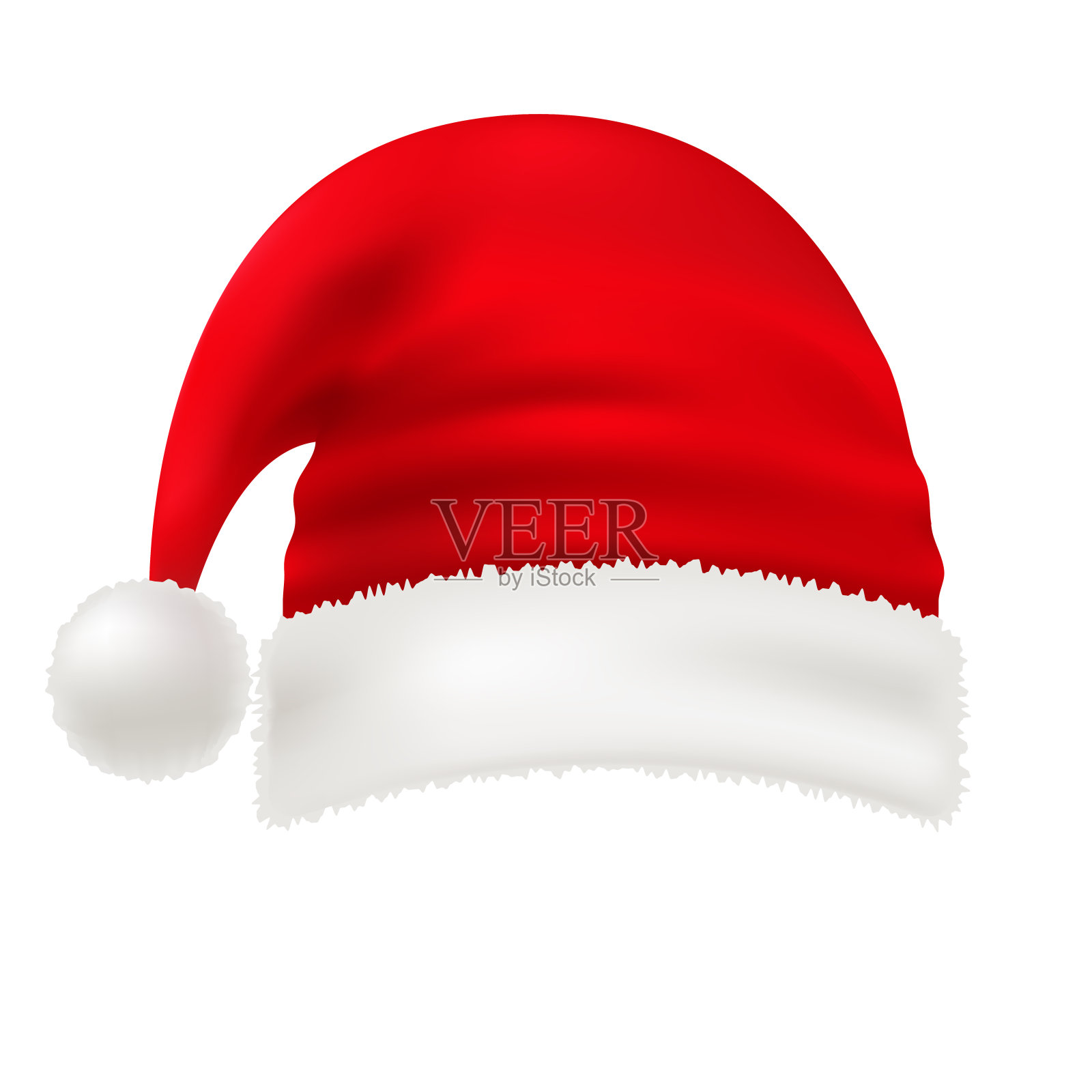 矢量红色圣诞老人帽孤立在白色透明背景。有绒球的新年帽。圣诞服装的传统象征。圣诞设计元素。每股收益10设计元素图片