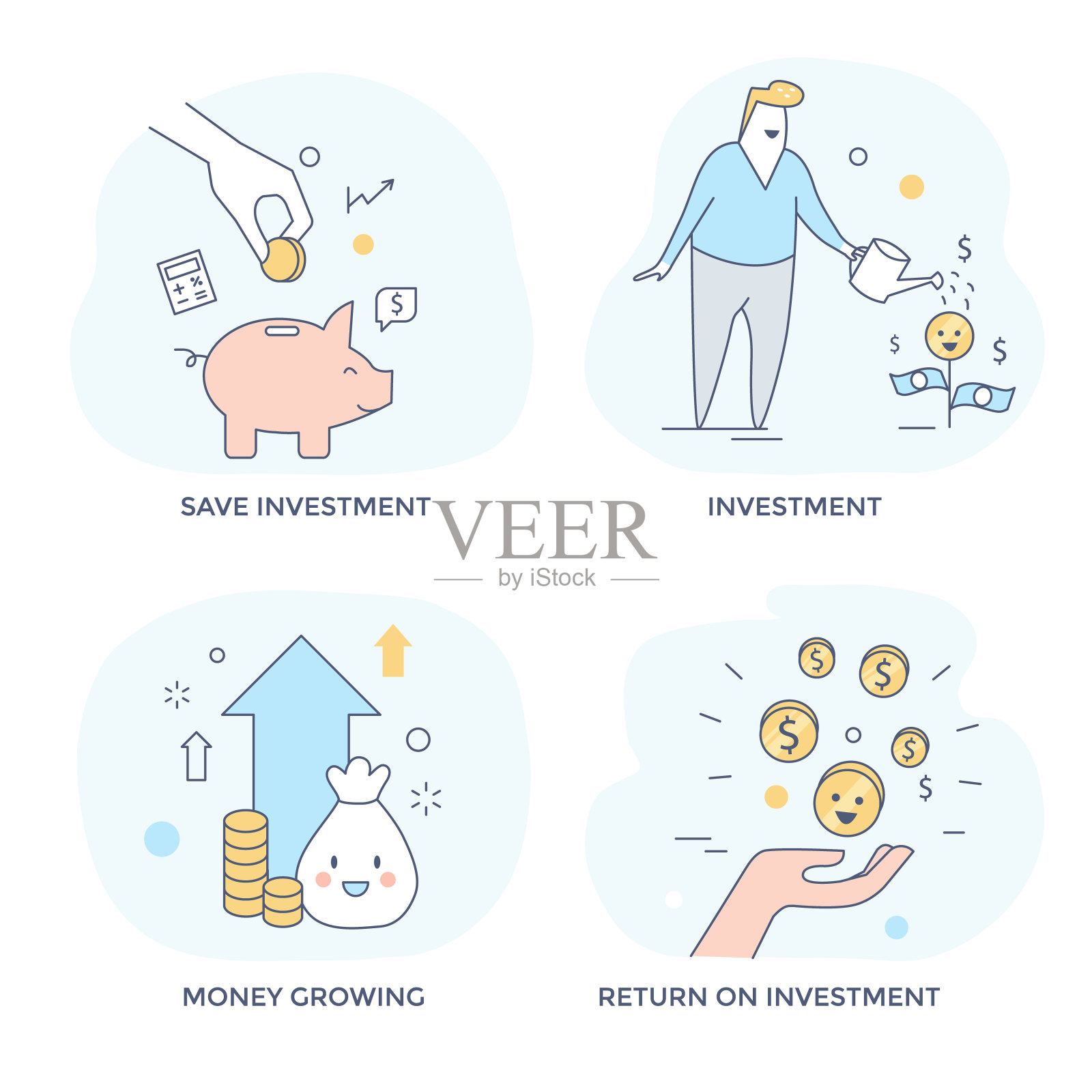 投资和赚钱的概念图标插画图片素材