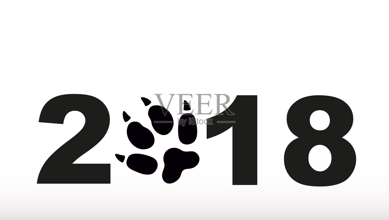 2018年的象征。狗的剪影。插画图片素材