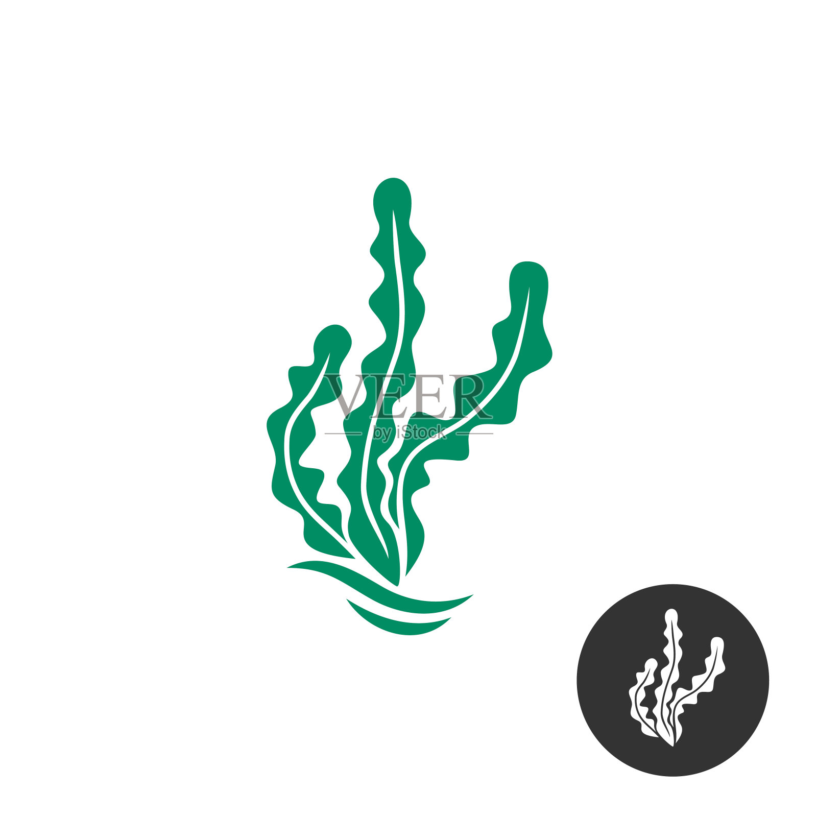 海藻矢量符号模板。一个黑色单色版本设计元素图片