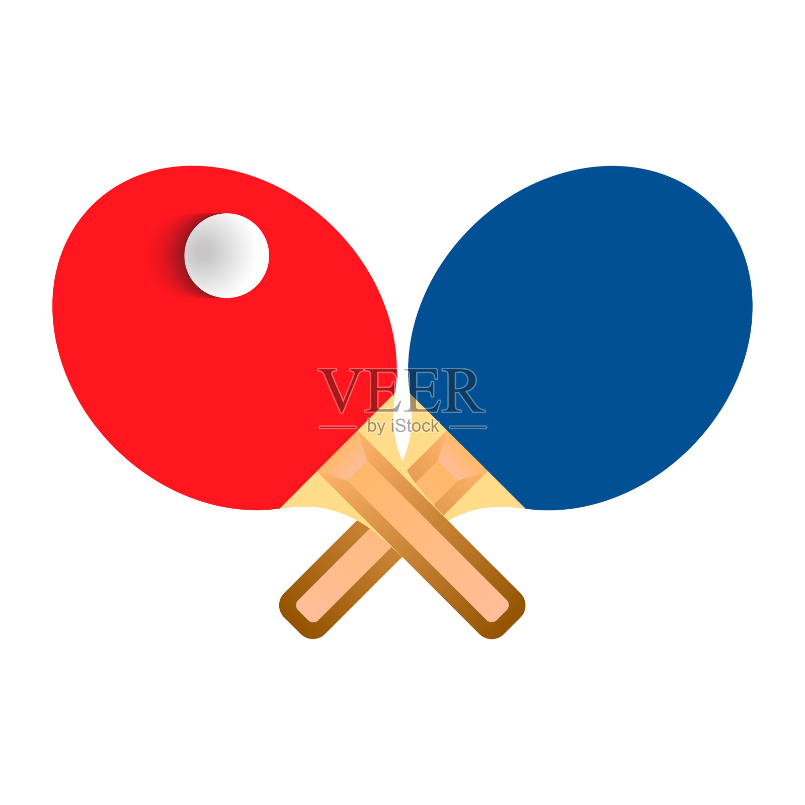 乒乓球拍与球矢量插图上的白色背景。插画图片素材
