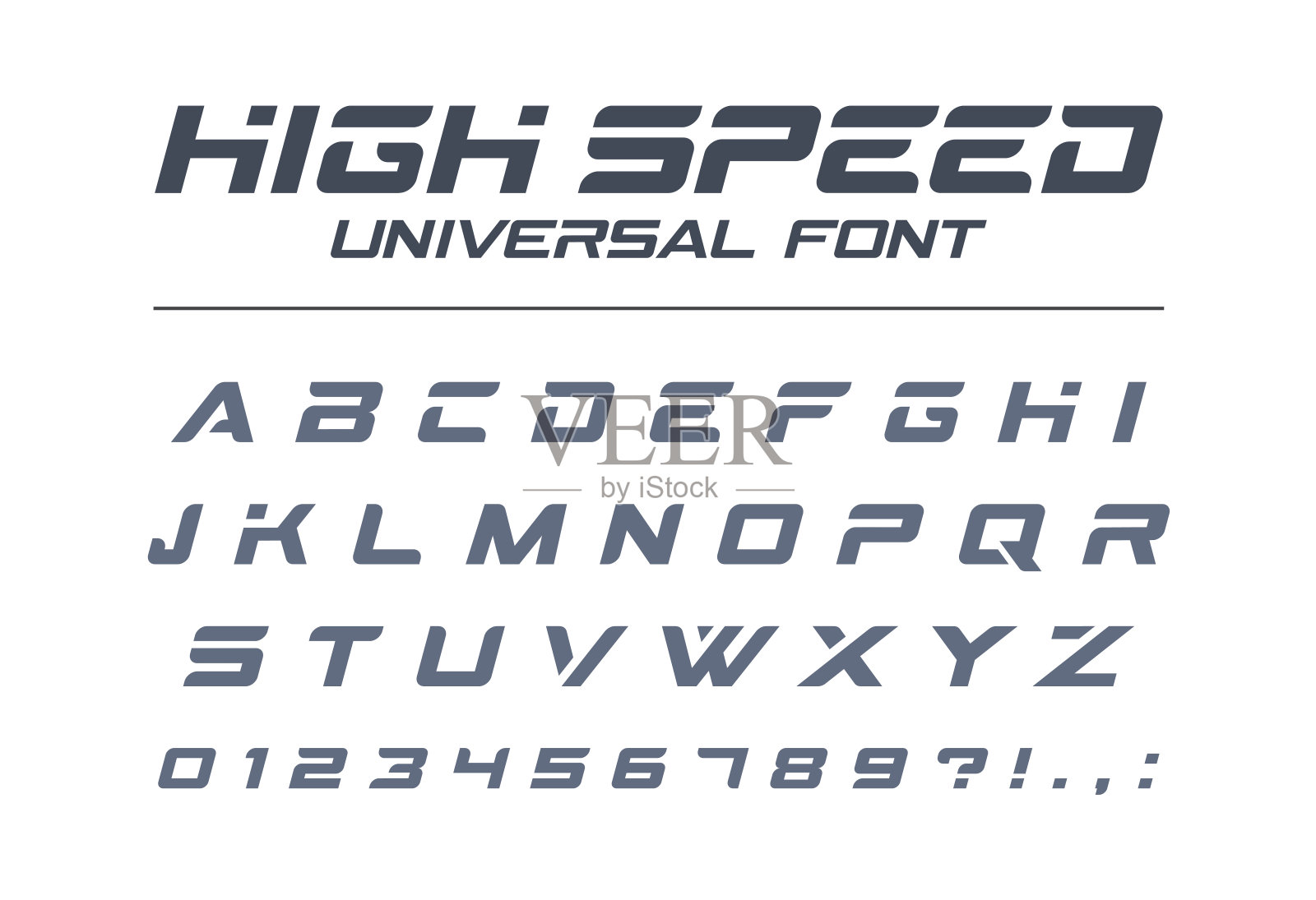 高速通用字体。快速运动，未来，科技，未来的字母。设计元素图片